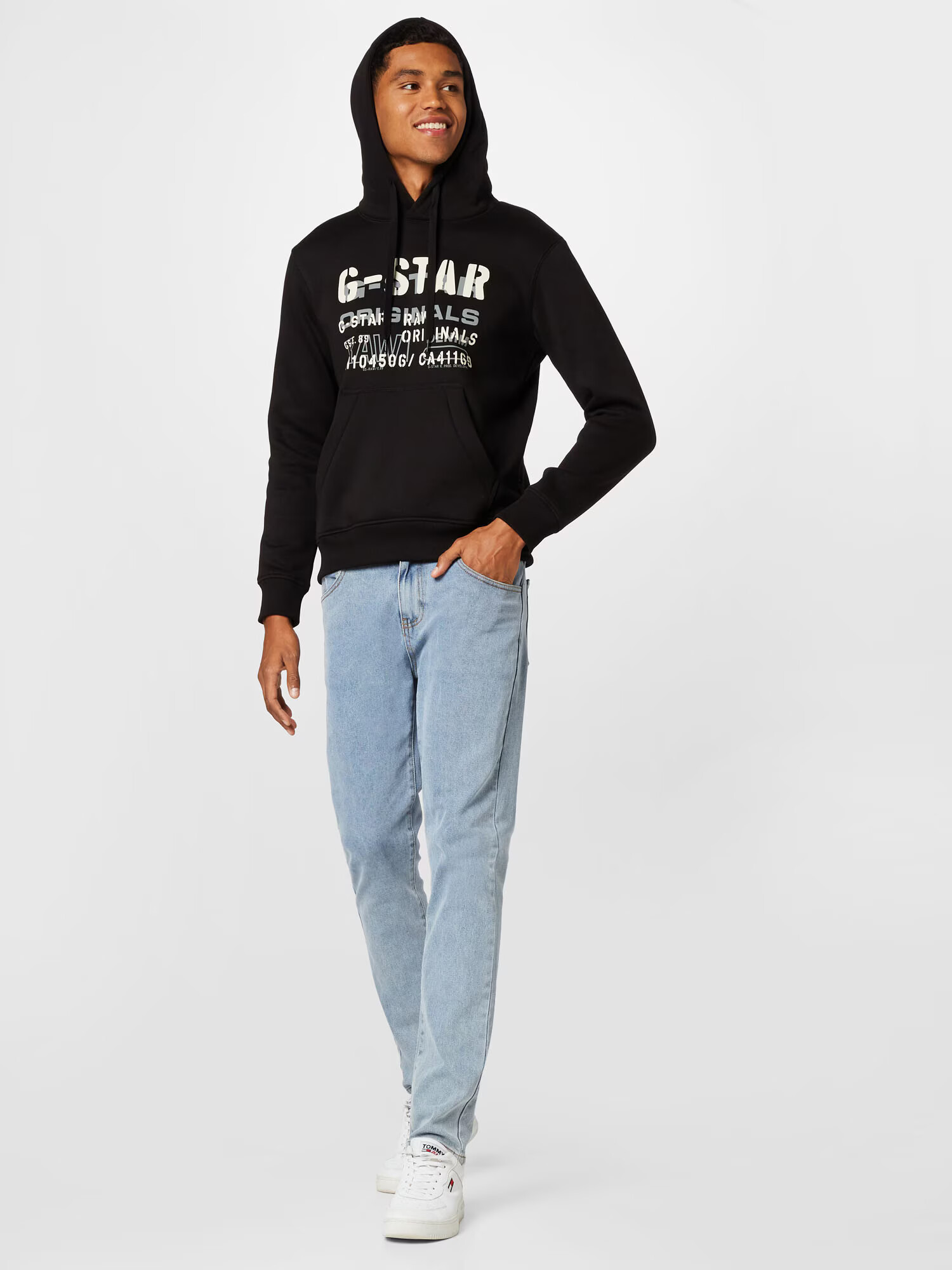 G-Star RAW Bluză de molton negru / alb - Pled.ro