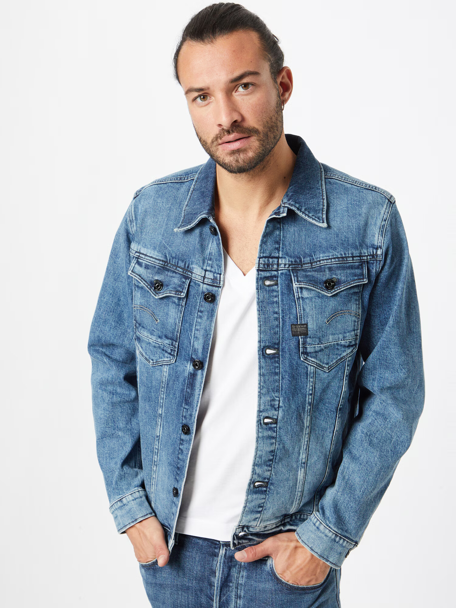 G-Star RAW Geacă de primăvară-toamnă albastru denim - Pled.ro