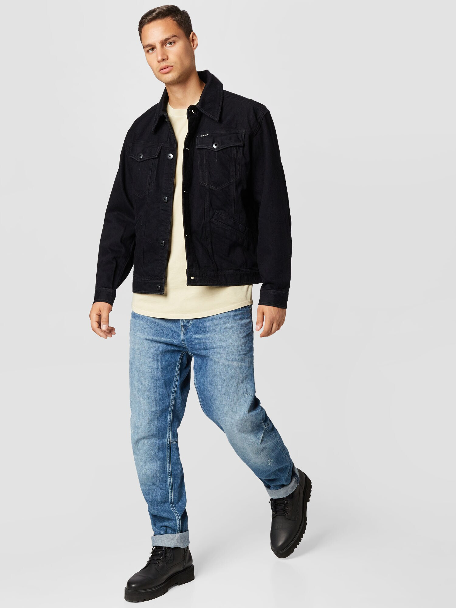 G-Star RAW Geacă de primăvară-toamnă negru denim - Pled.ro