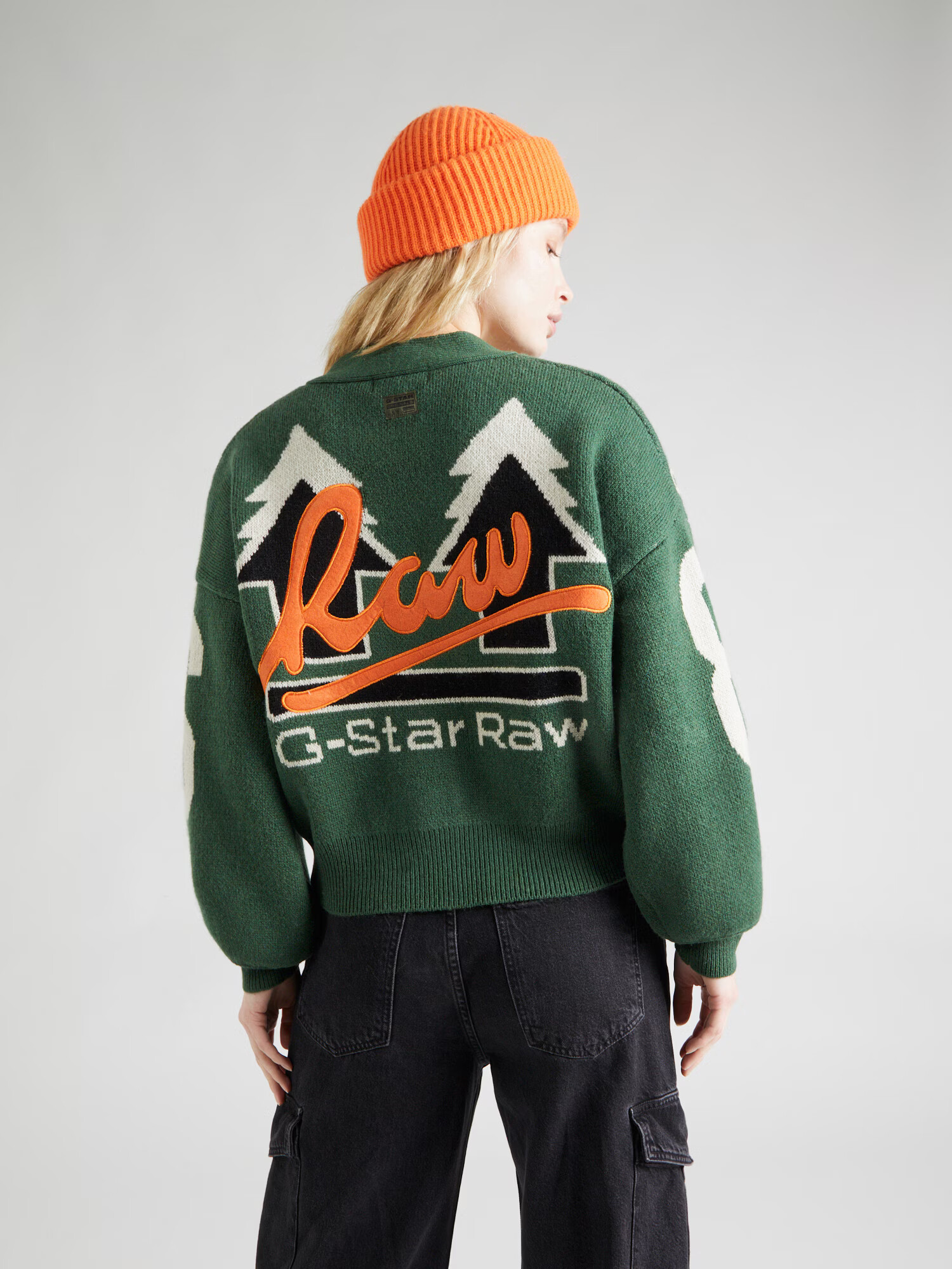 G-Star RAW Geacă tricotată 'Holiday' verde închis / portocaliu / negru / alb - Pled.ro