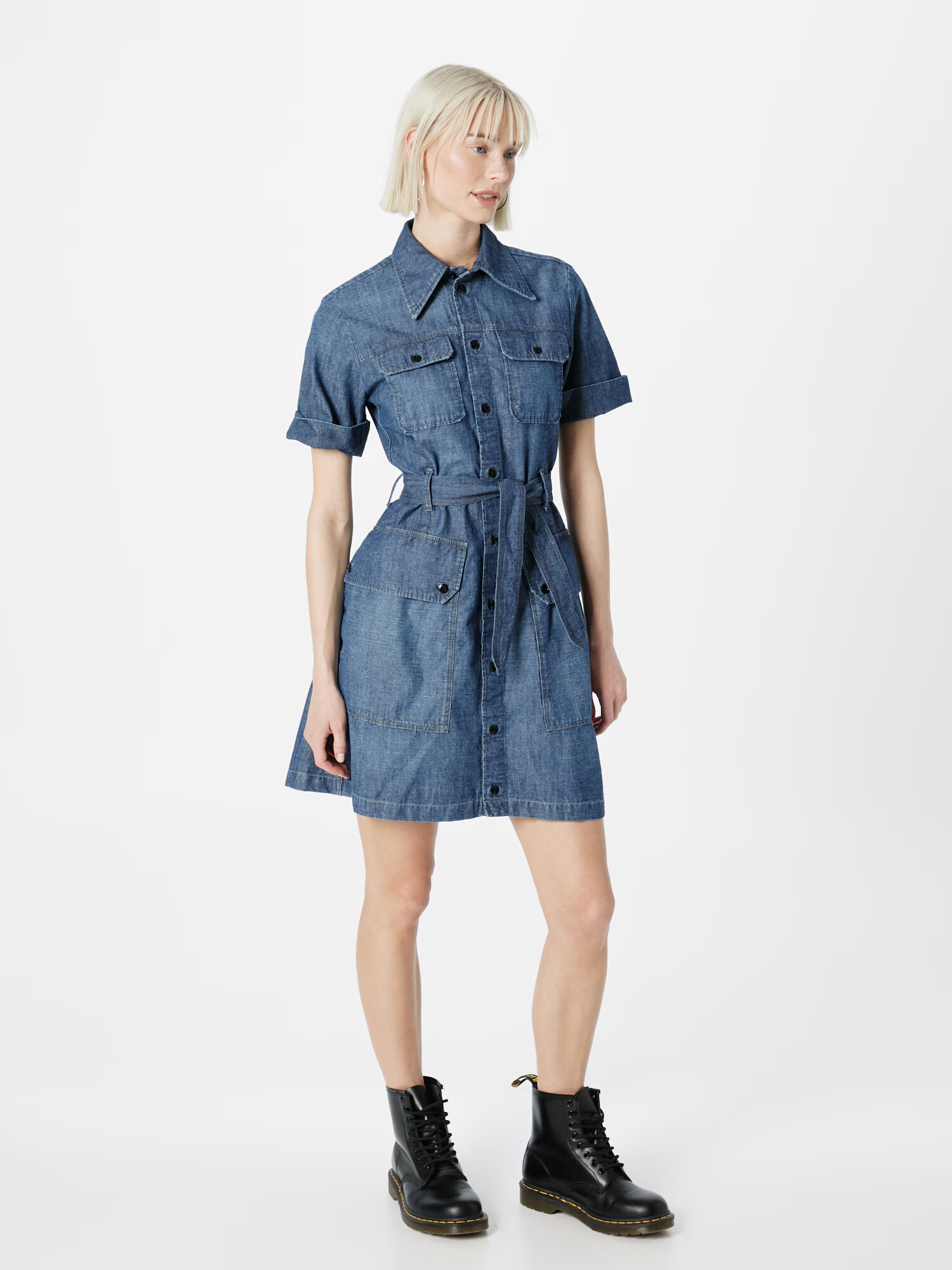 G-Star RAW Rochie tip bluză albastru denim - Pled.ro