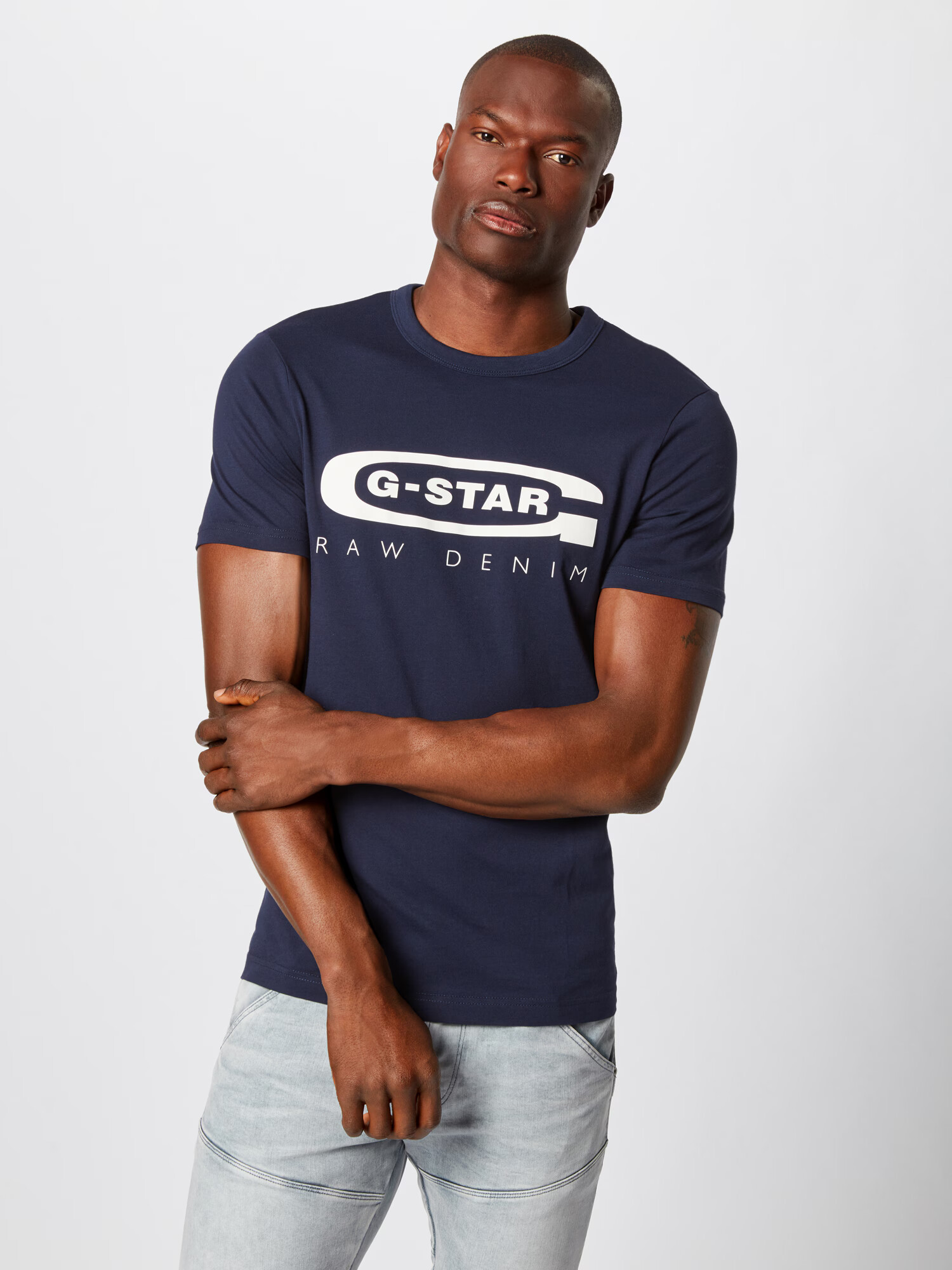 G-Star RAW Tricou albastru închis / alb - Pled.ro