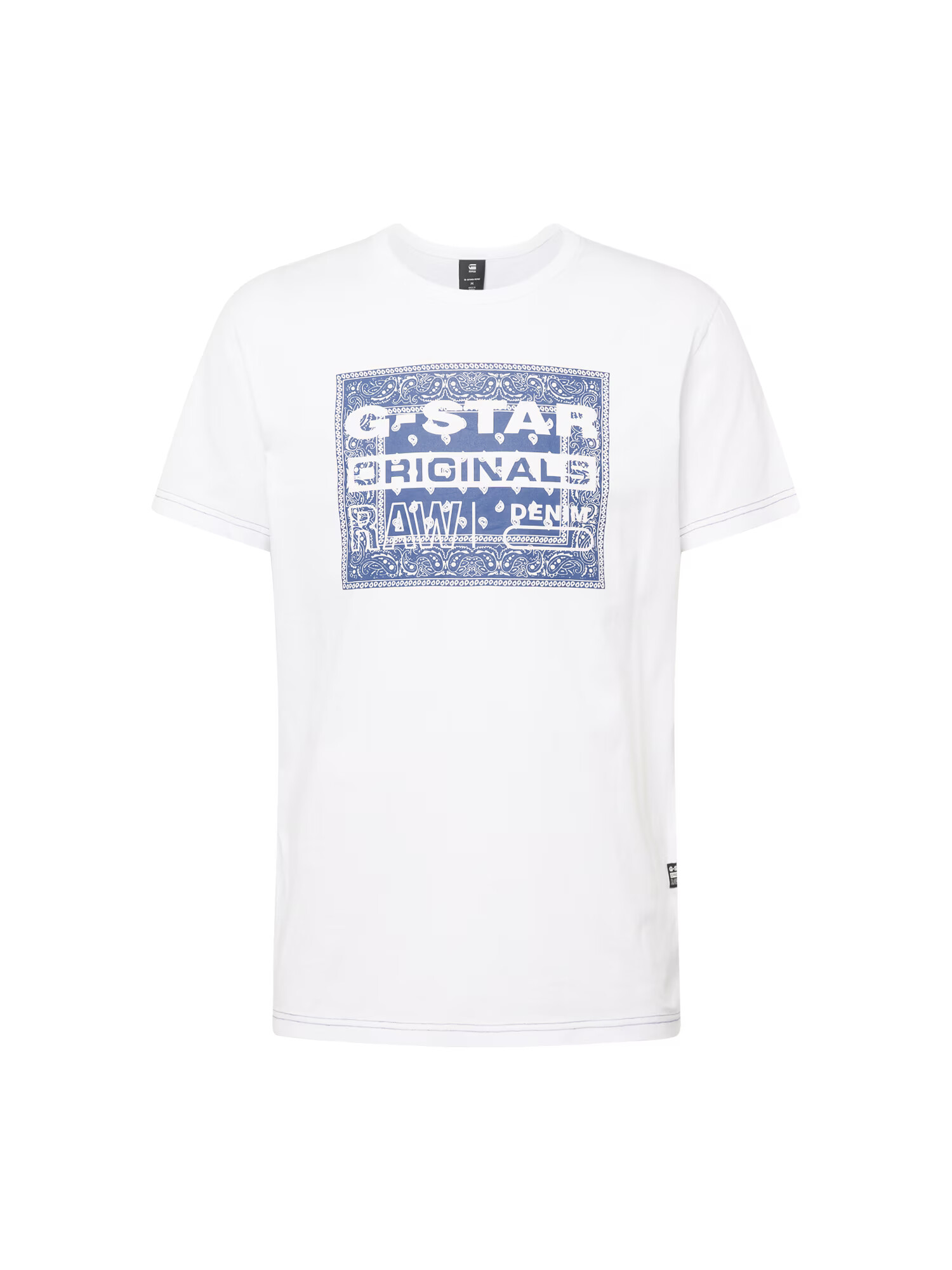 G-Star RAW Tricou 'Bandana' albastru marin / alb - Pled.ro