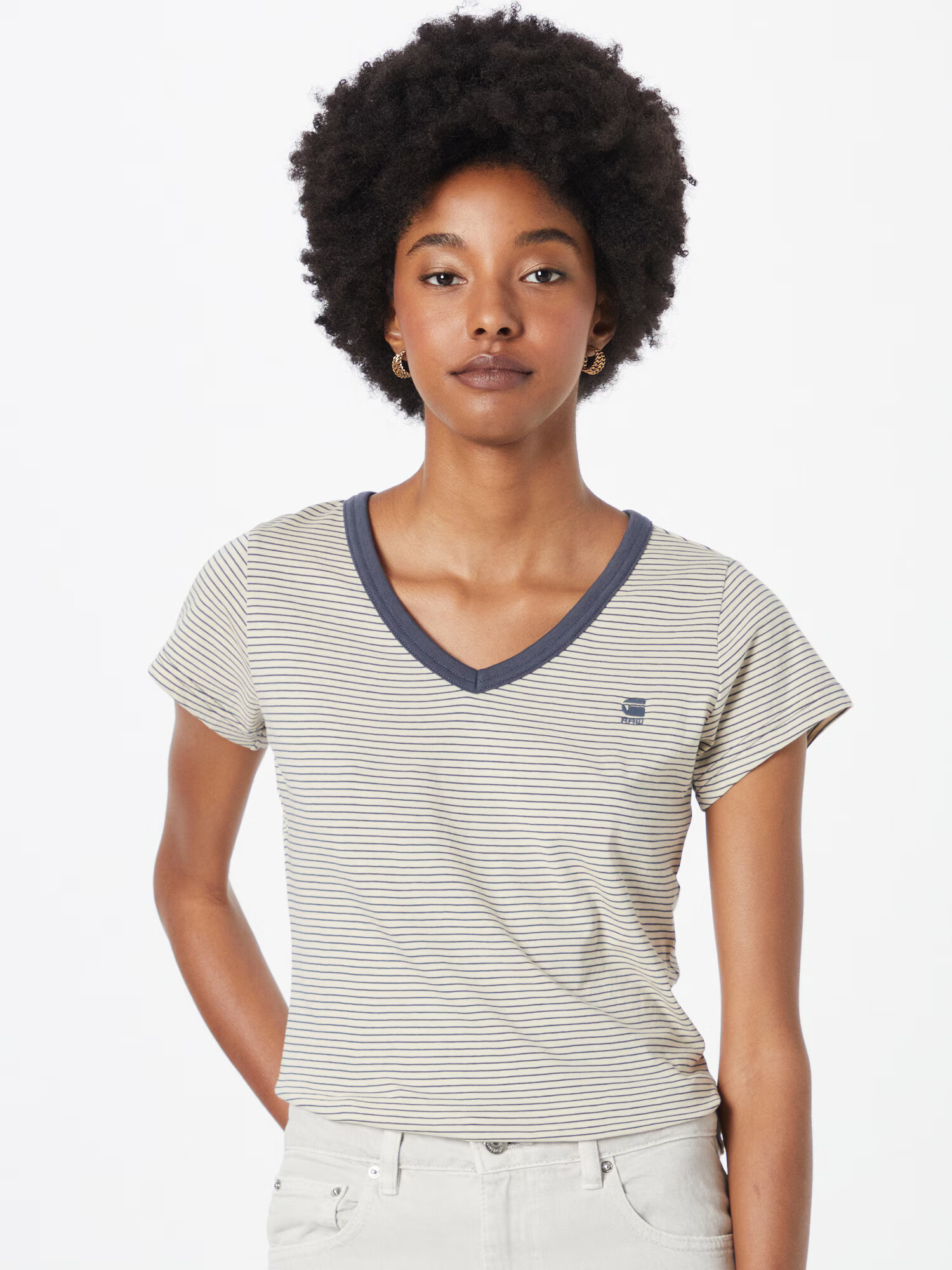 G-Star RAW Tricou 'Eyben' albastru / alb natural - Pled.ro