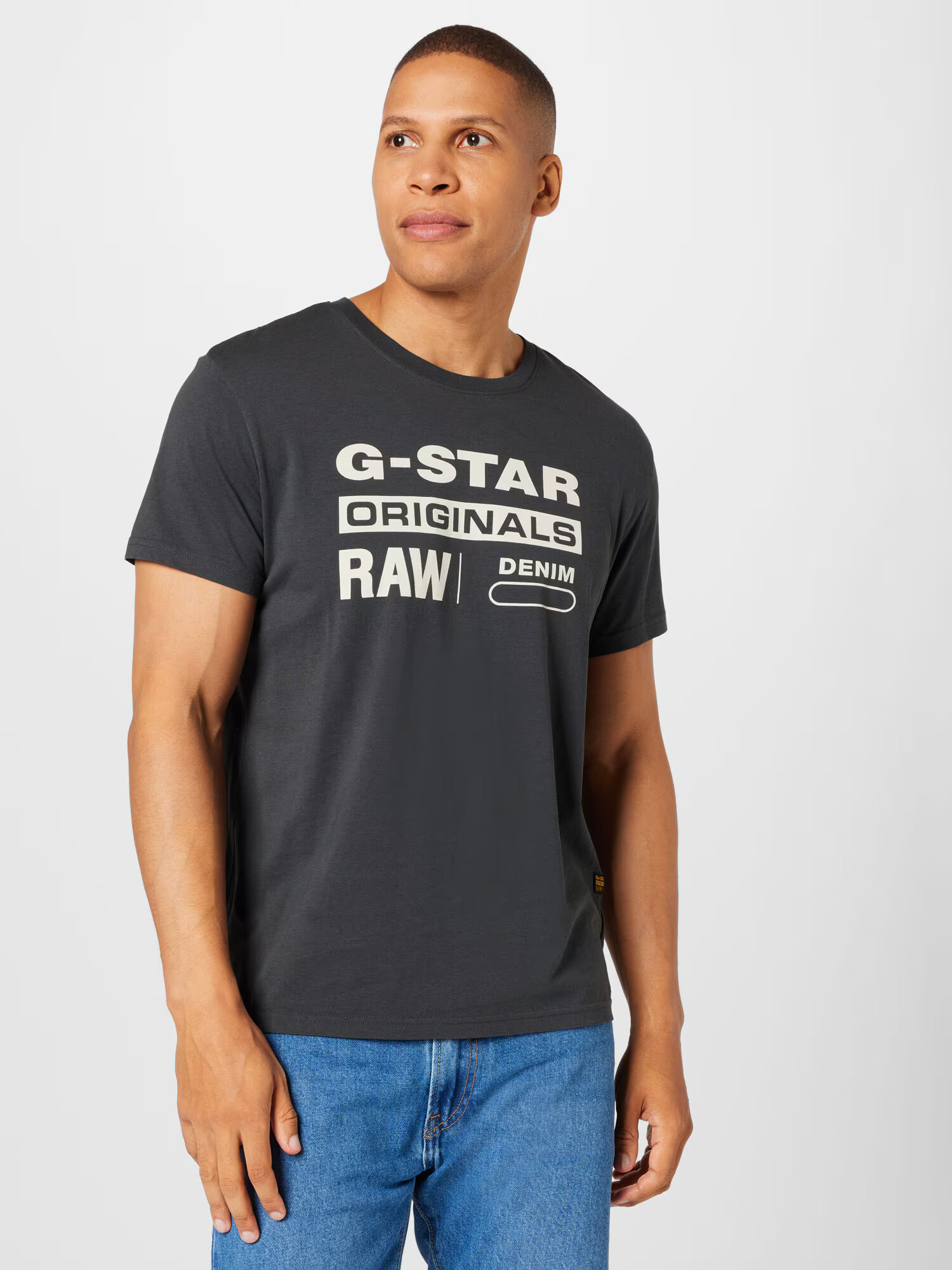 G-Star RAW Tricou gri închis / alb - Pled.ro