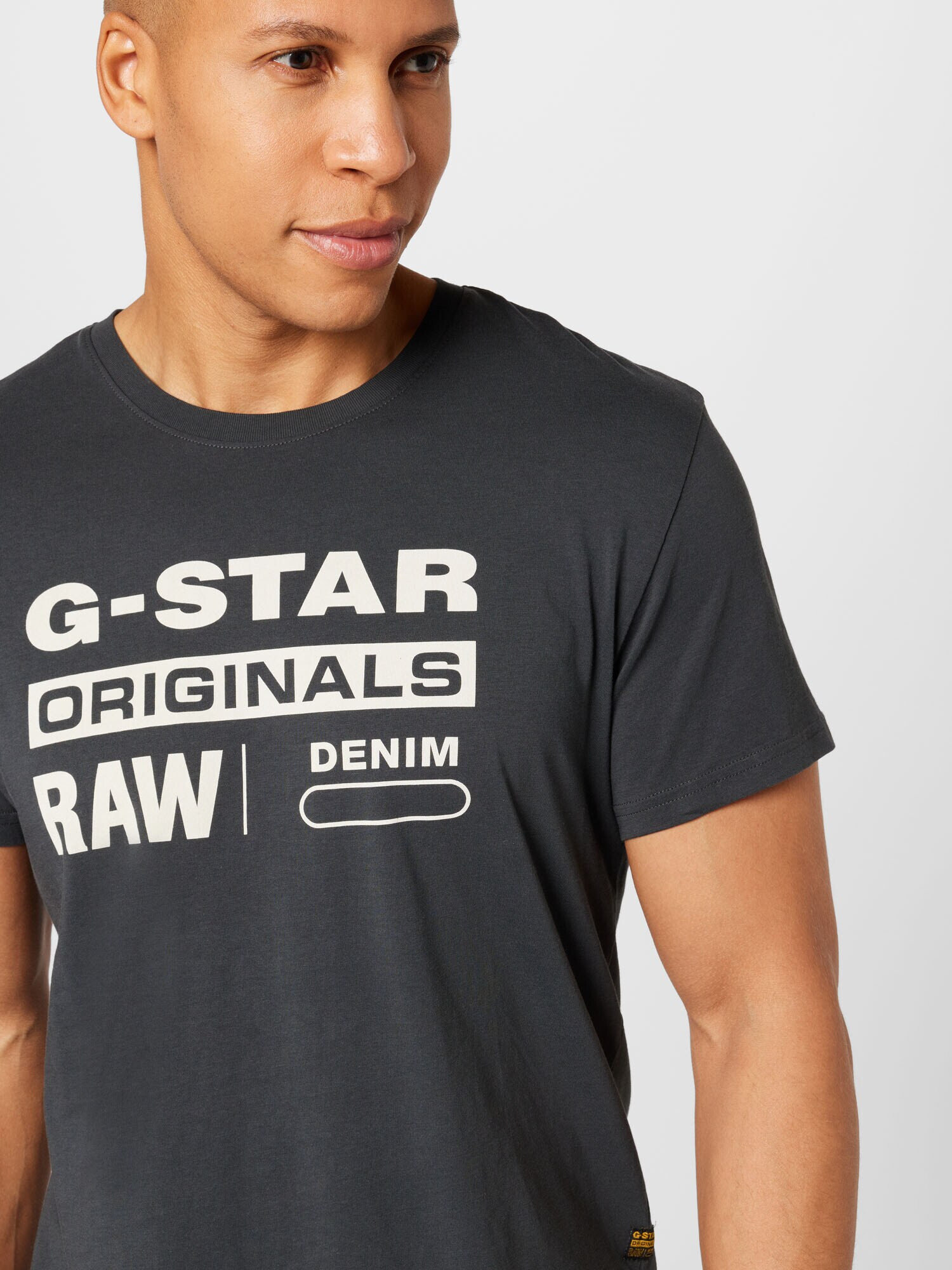 G-Star RAW Tricou gri închis / alb - Pled.ro