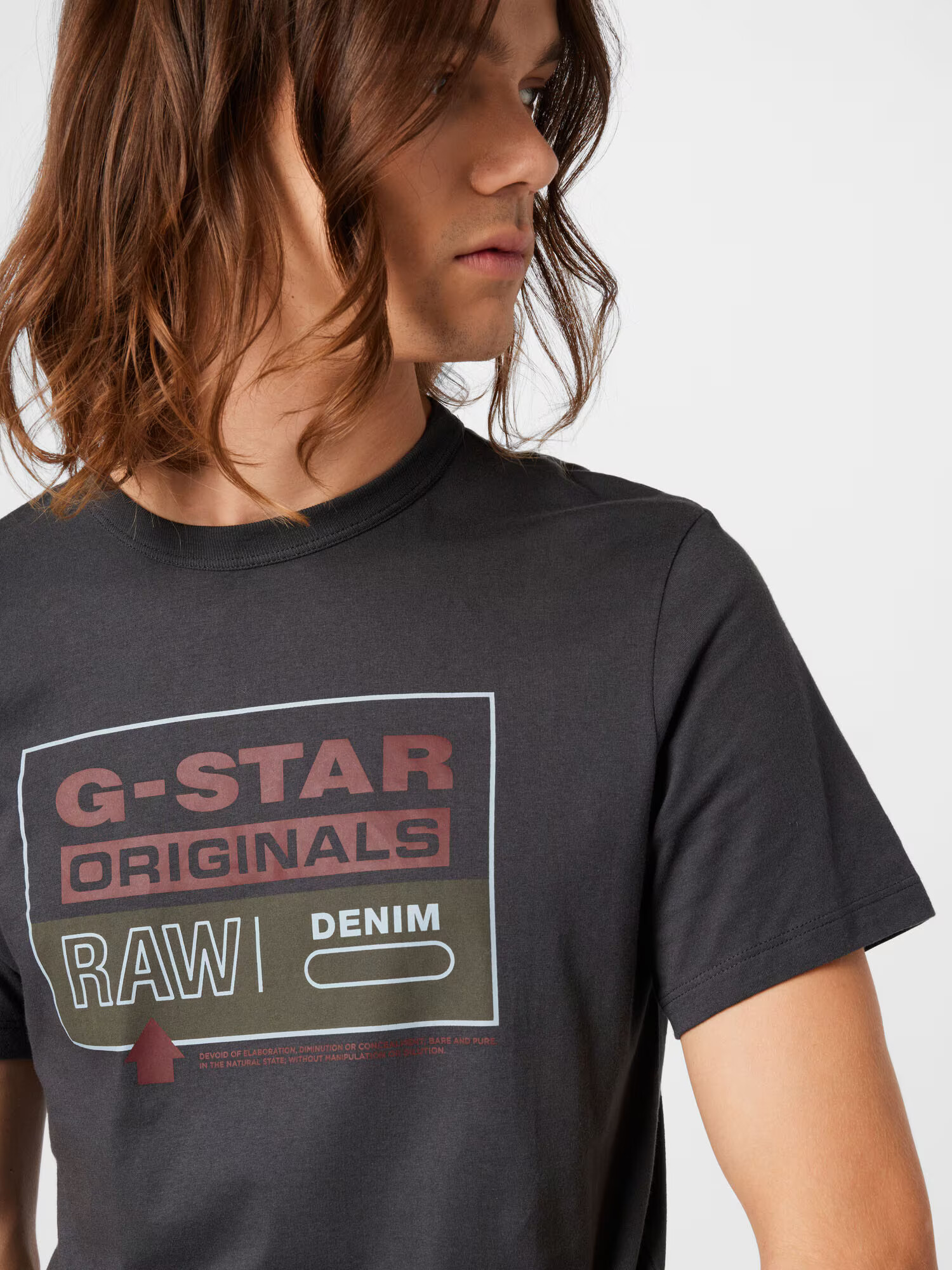 G-Star RAW Tricou gri închis / sângeriu / alb - Pled.ro