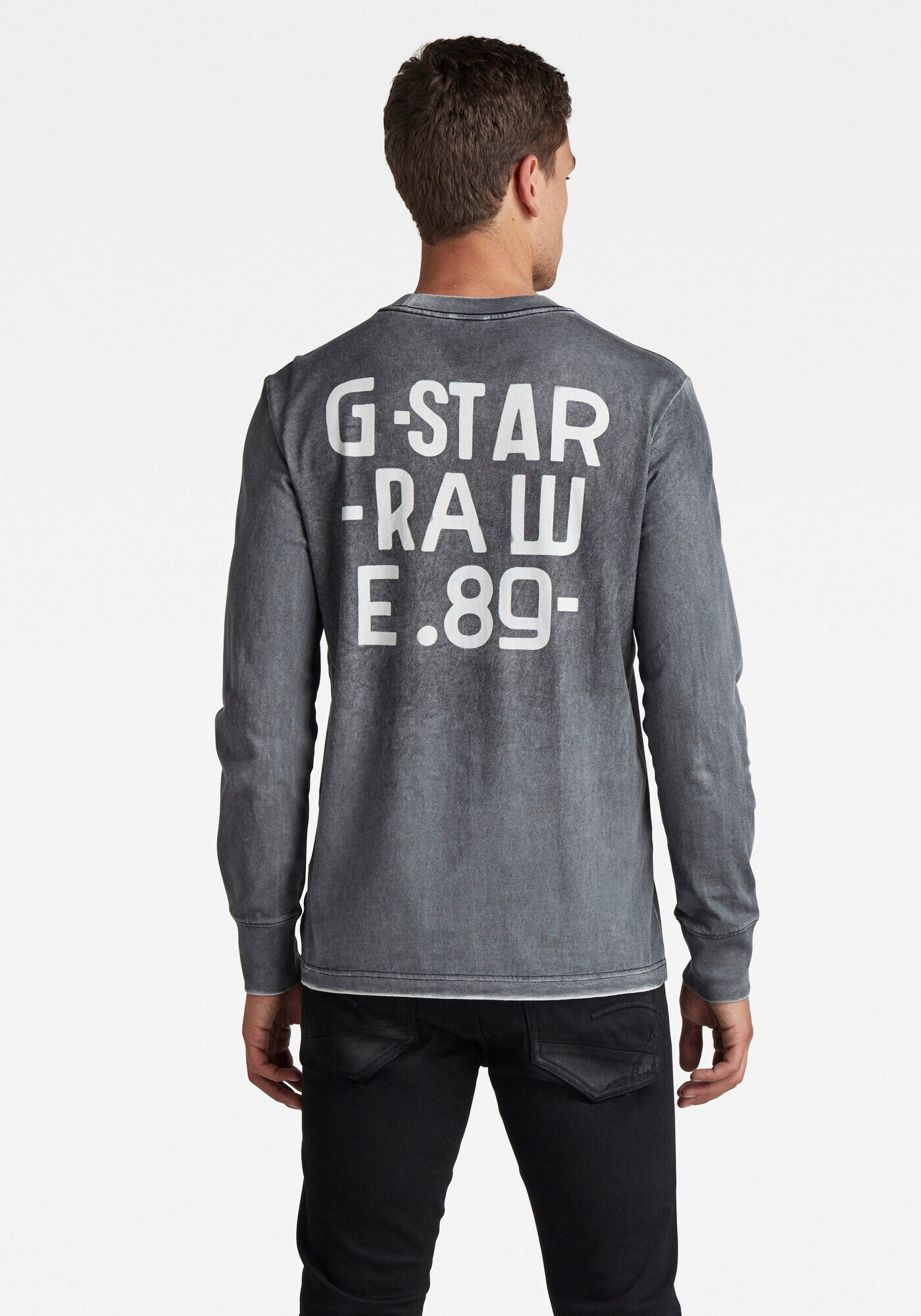 G-Star RAW Tricou gri metalic / alb - Pled.ro