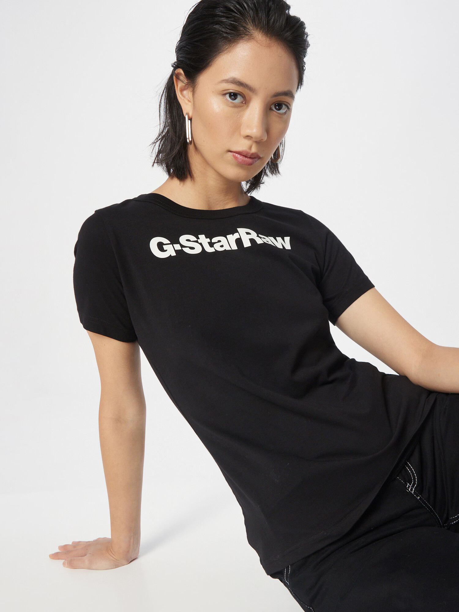 G-Star RAW Tricou negru / alb - Pled.ro