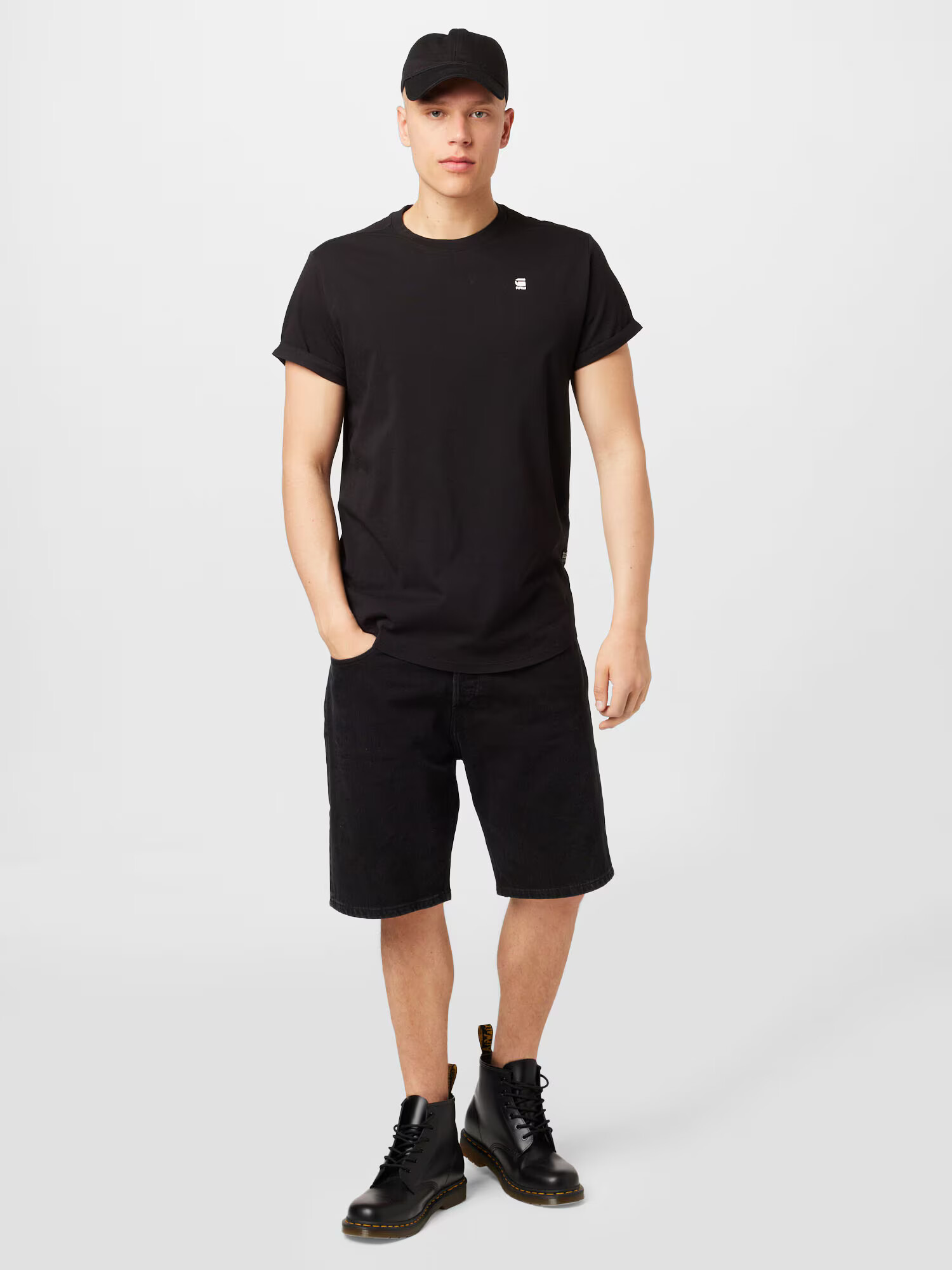 G-Star RAW Tricou negru / alb - Pled.ro