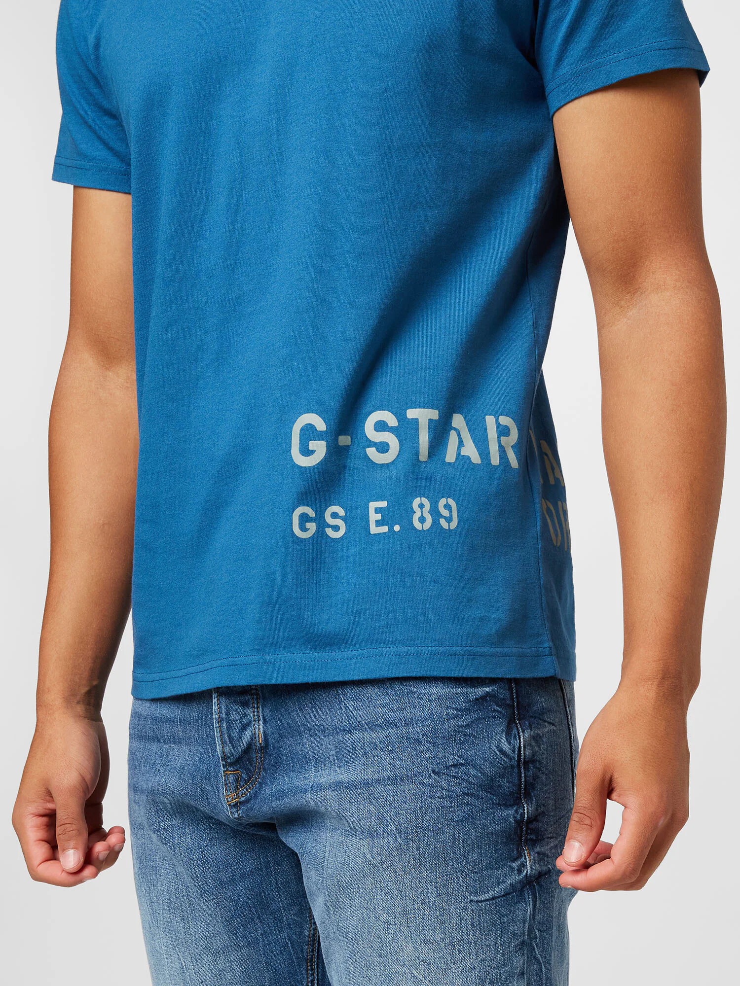 G-Star RAW Tricou 'Stencil' azuriu / gri deschis - Pled.ro