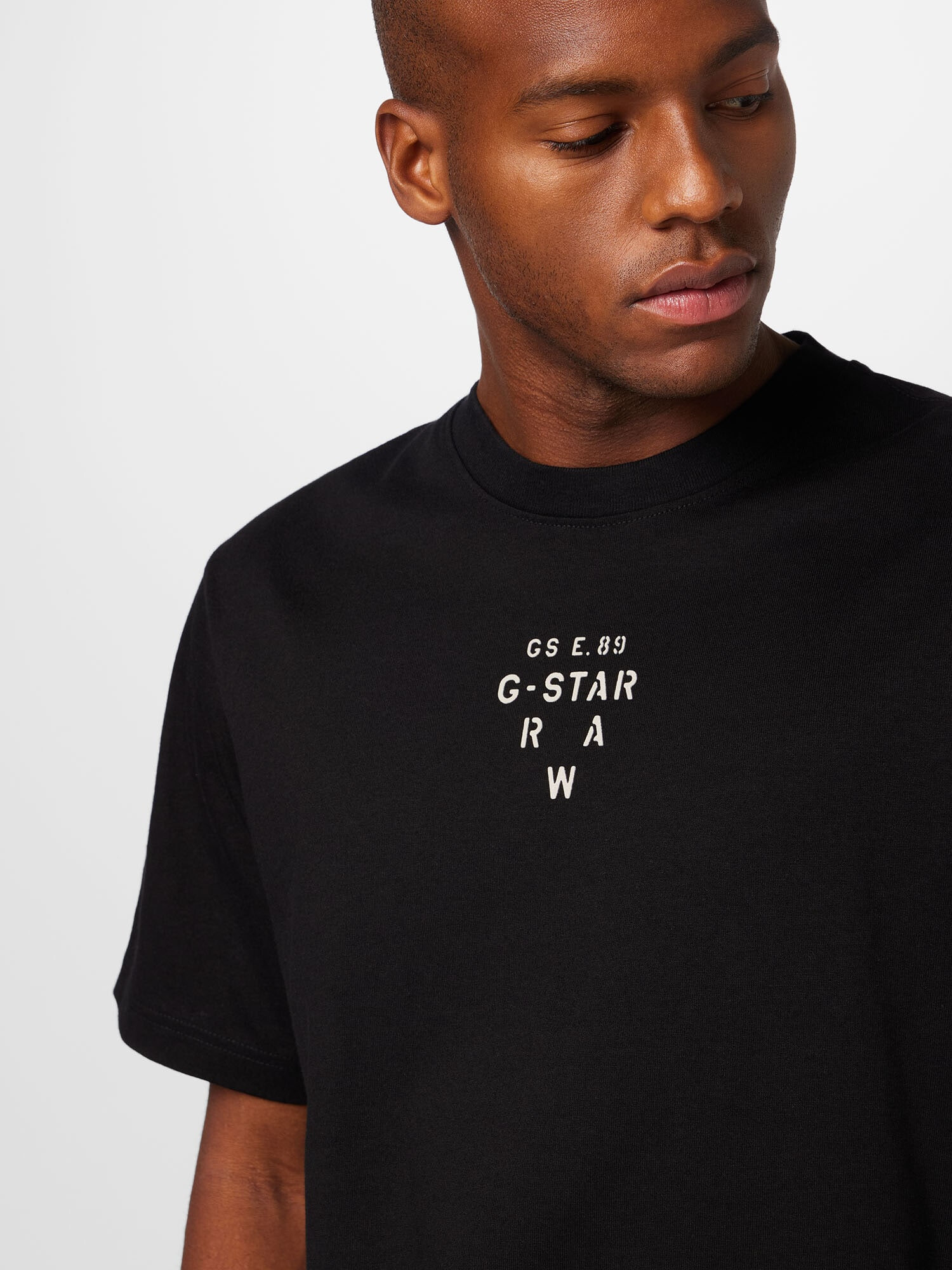 G-Star RAW Tricou 'Stencil' negru / alb - Pled.ro