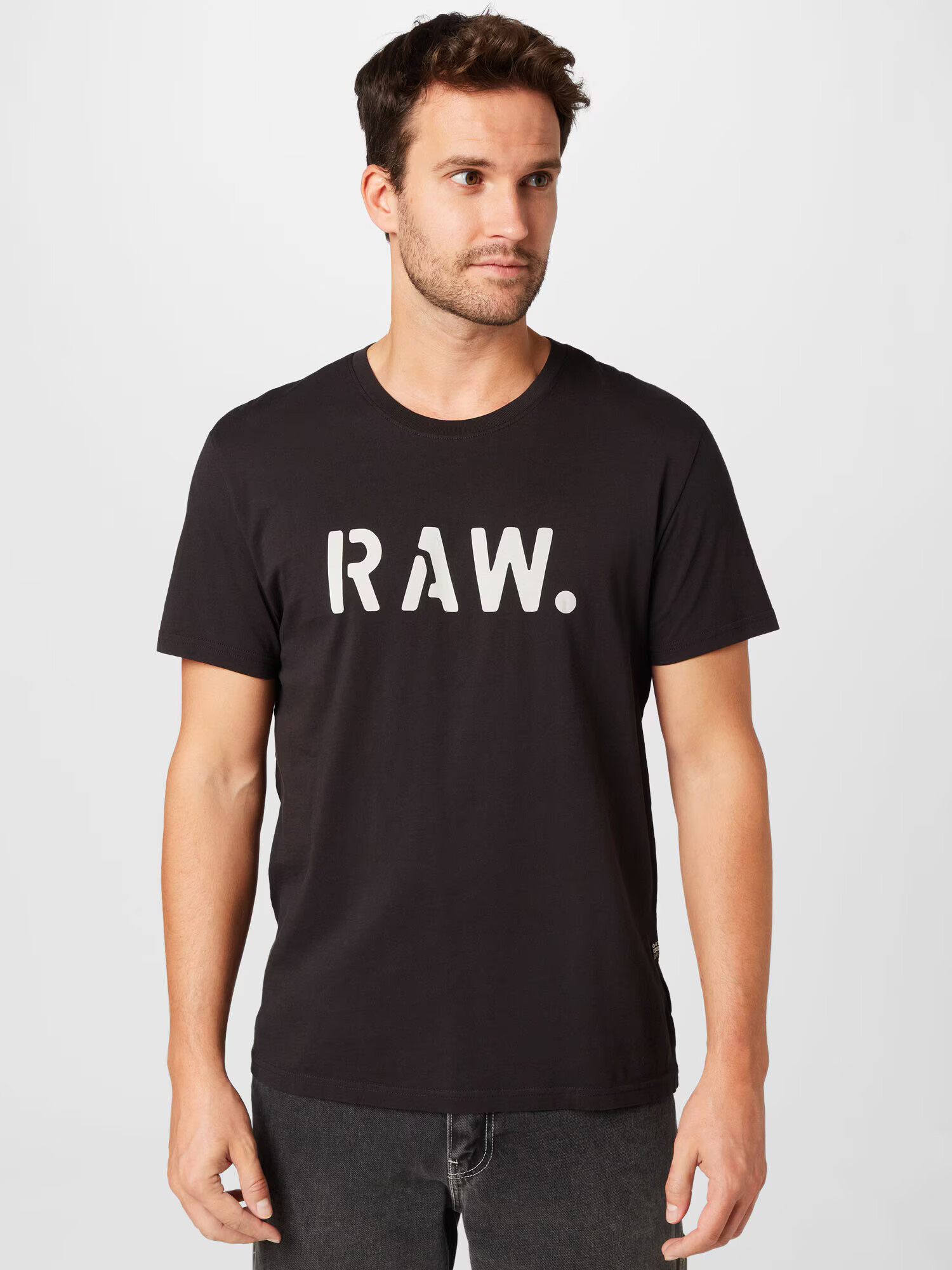 G-Star RAW Tricou 'Stencil' negru / alb - Pled.ro