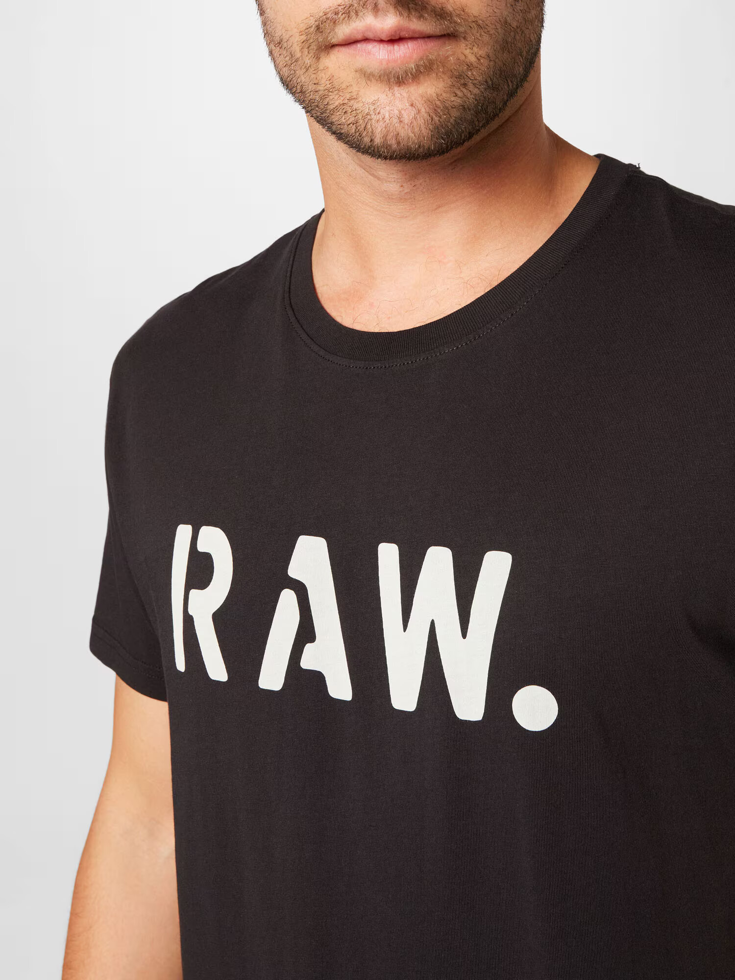 G-Star RAW Tricou 'Stencil' negru / alb - Pled.ro