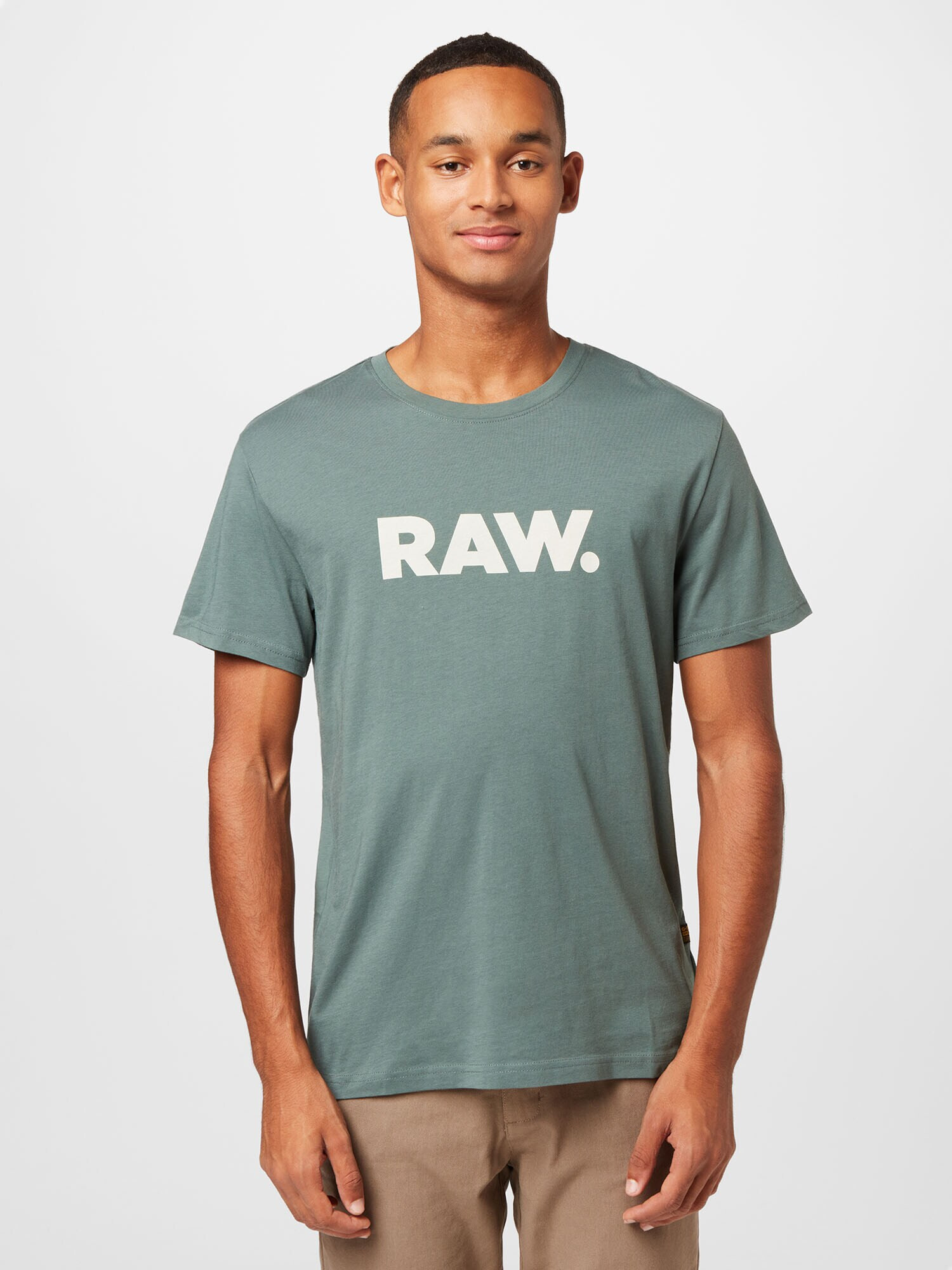 G-Star RAW Tricou verde închis / alb - Pled.ro