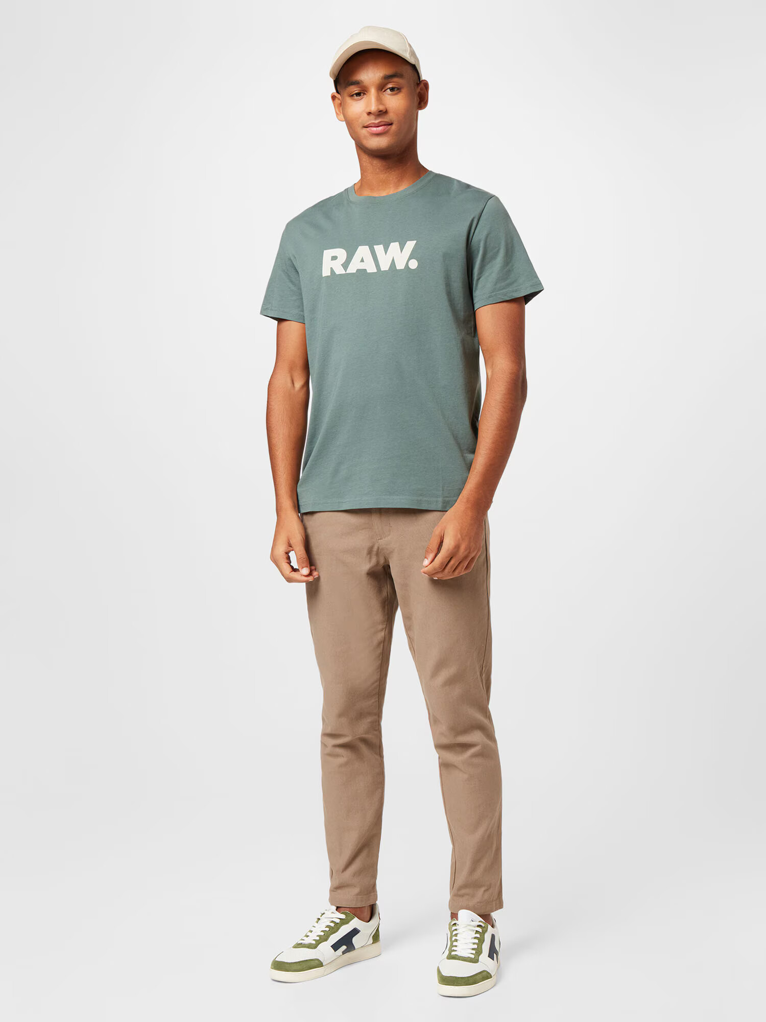 G-Star RAW Tricou verde închis / alb - Pled.ro