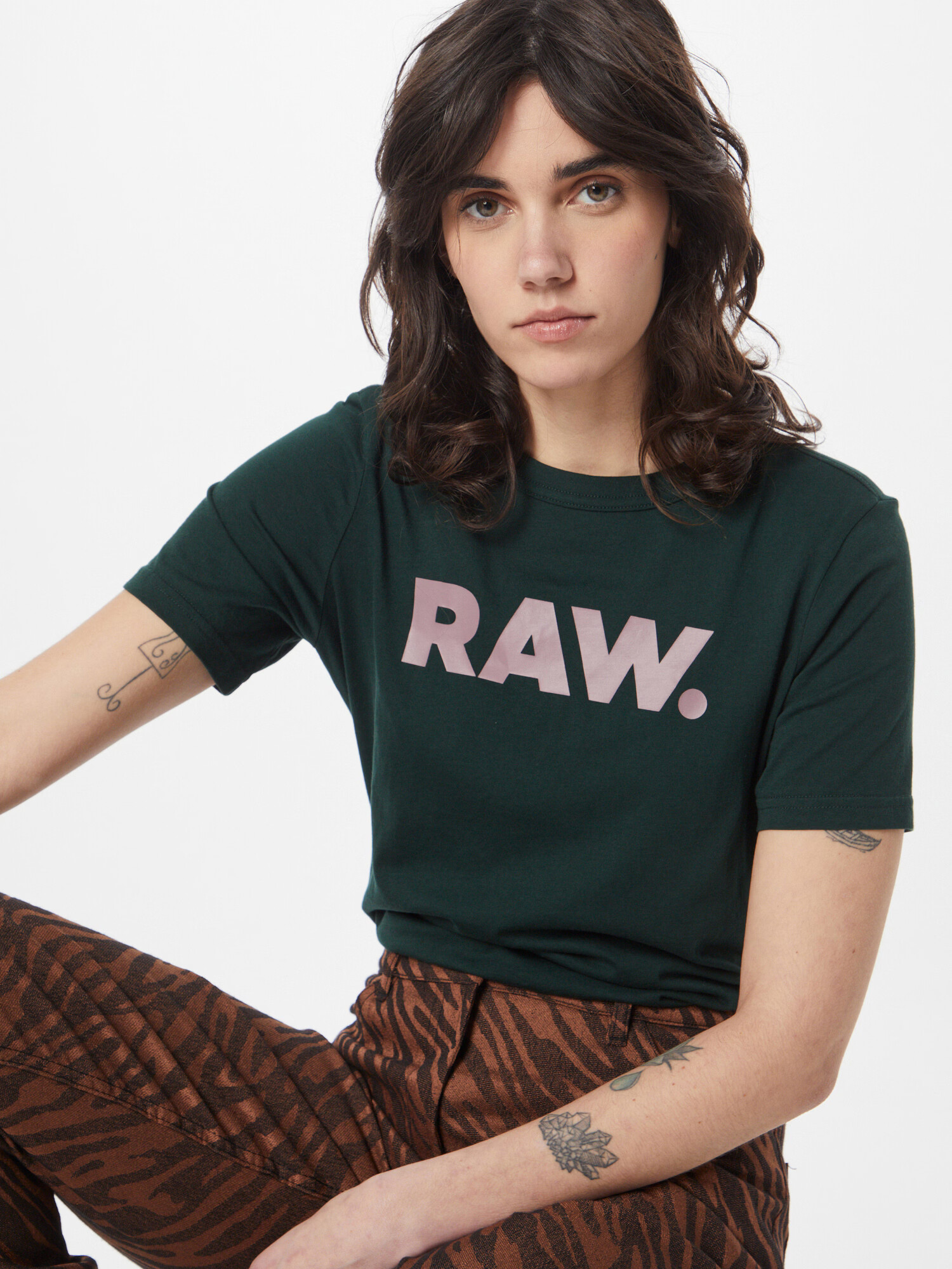 G-Star RAW Tricou verde pin / roz pal - Pled.ro