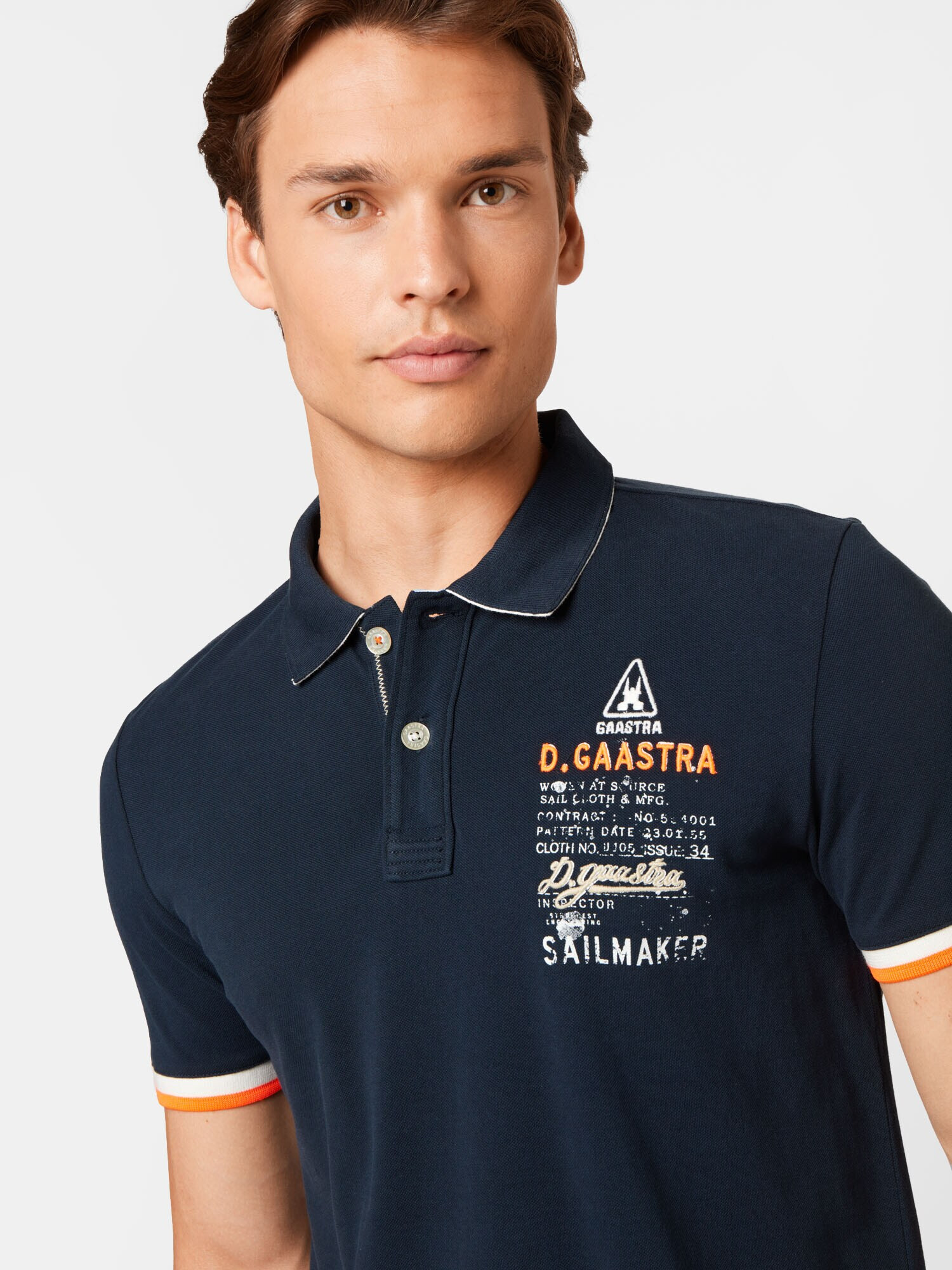 Gaastra Tricou 'JARROW' bleumarin / portocaliu / alb - Pled.ro