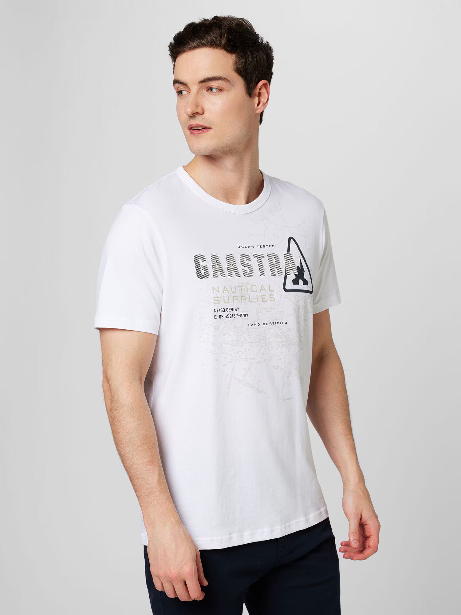 Gaastra Tricou 'West' bej / bleumarin / alb - Pled.ro