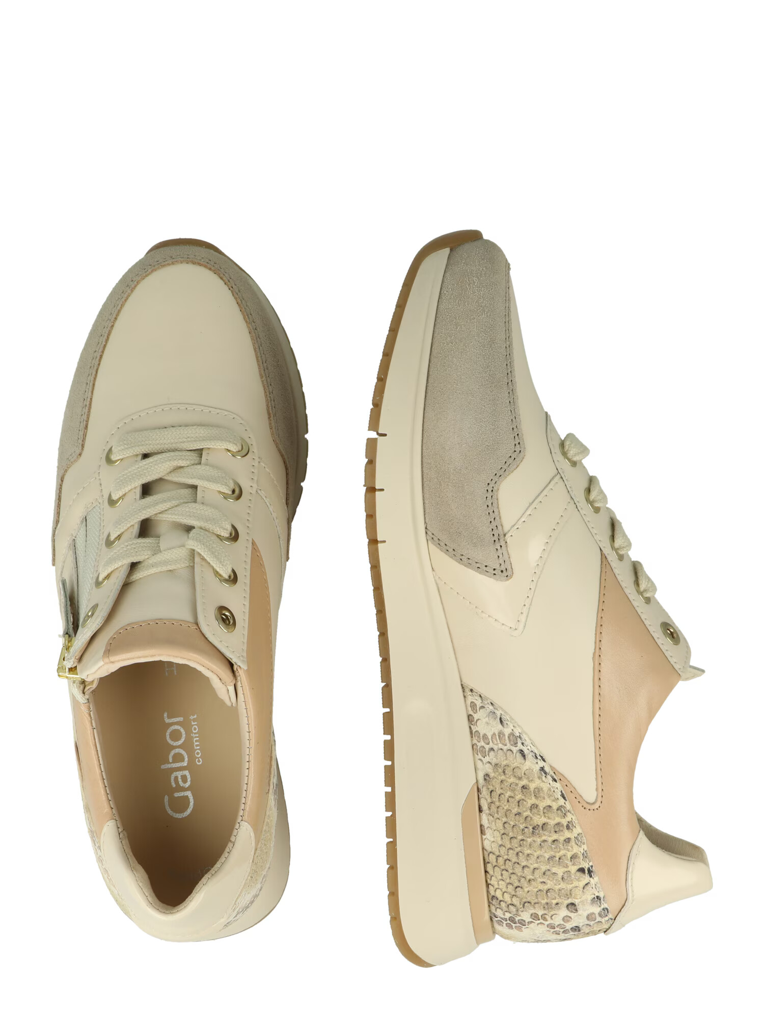 GABOR Sneaker low ecru / maro deschis / grej - Pled.ro