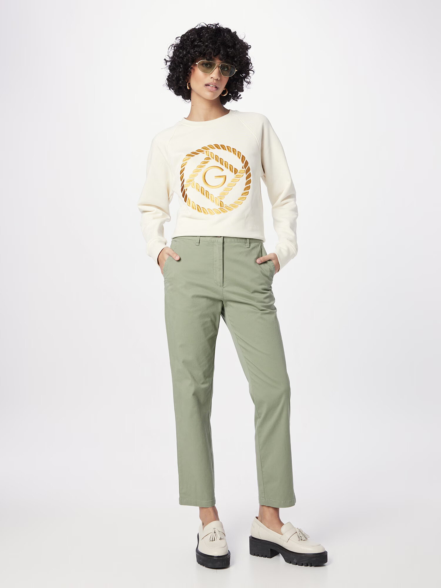 GANT Pantaloni eleganți verde pastel - Pled.ro