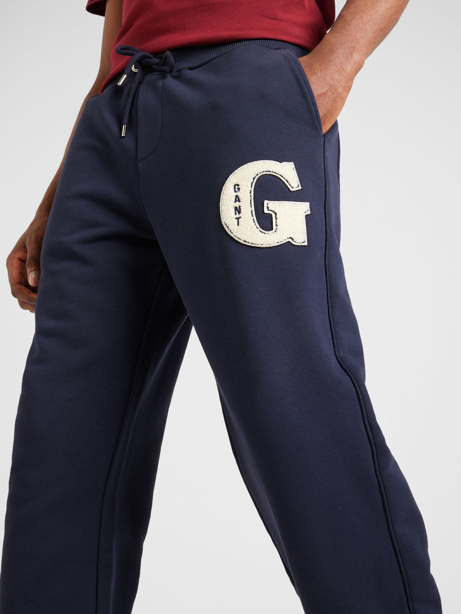 GANT Pantaloni 'GRAPHIC' crem / bleumarin - Pled.ro