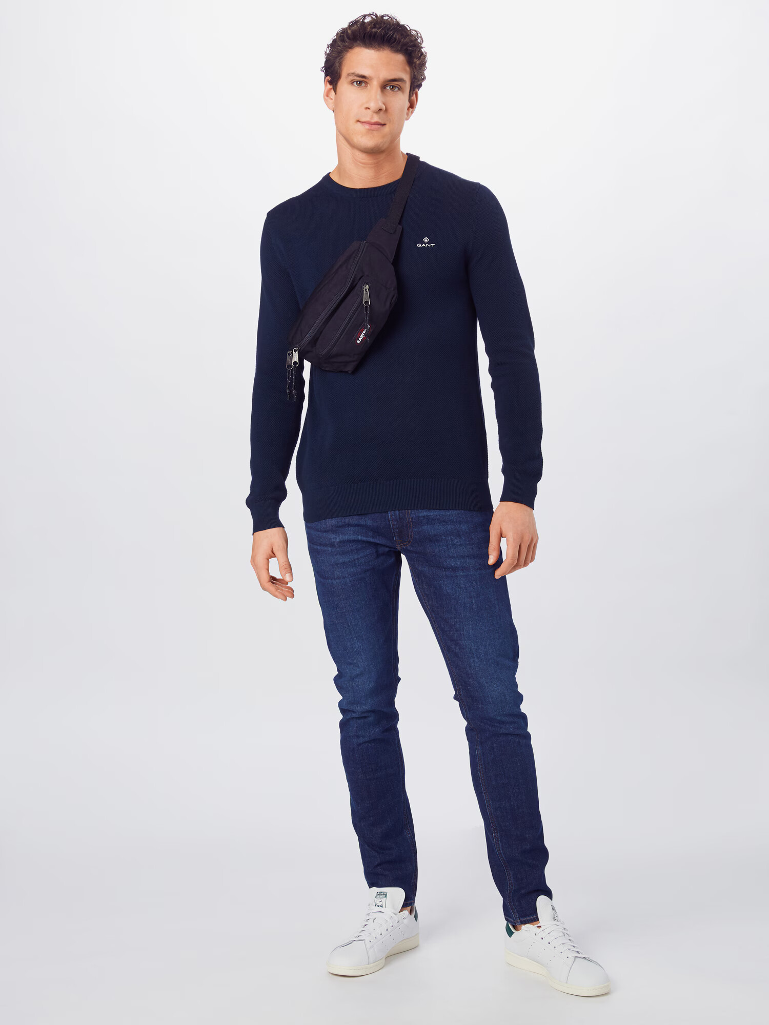 GANT Pulover bleumarin / alb - Pled.ro