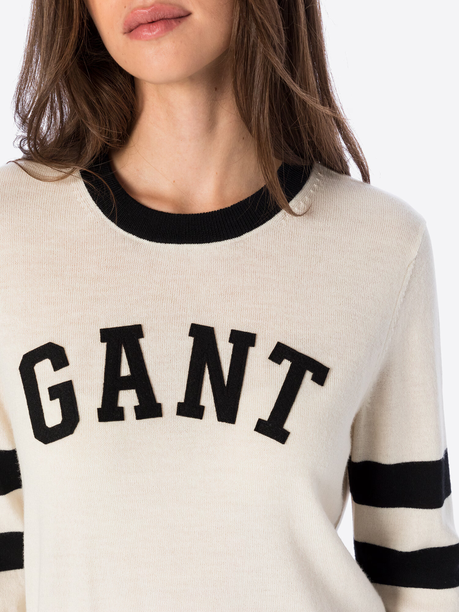 GANT Pulover negru / alb natural - Pled.ro