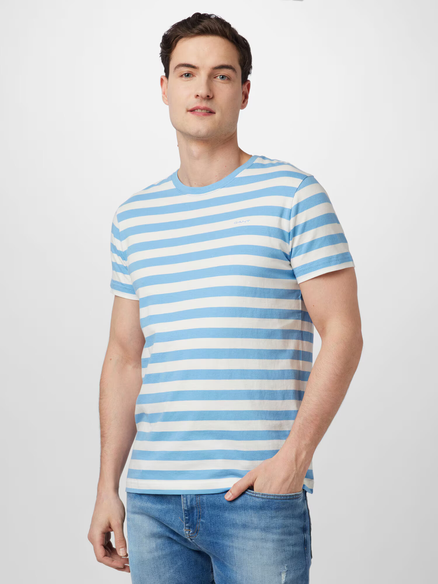 GANT Tricou albastru deschis / alb - Pled.ro