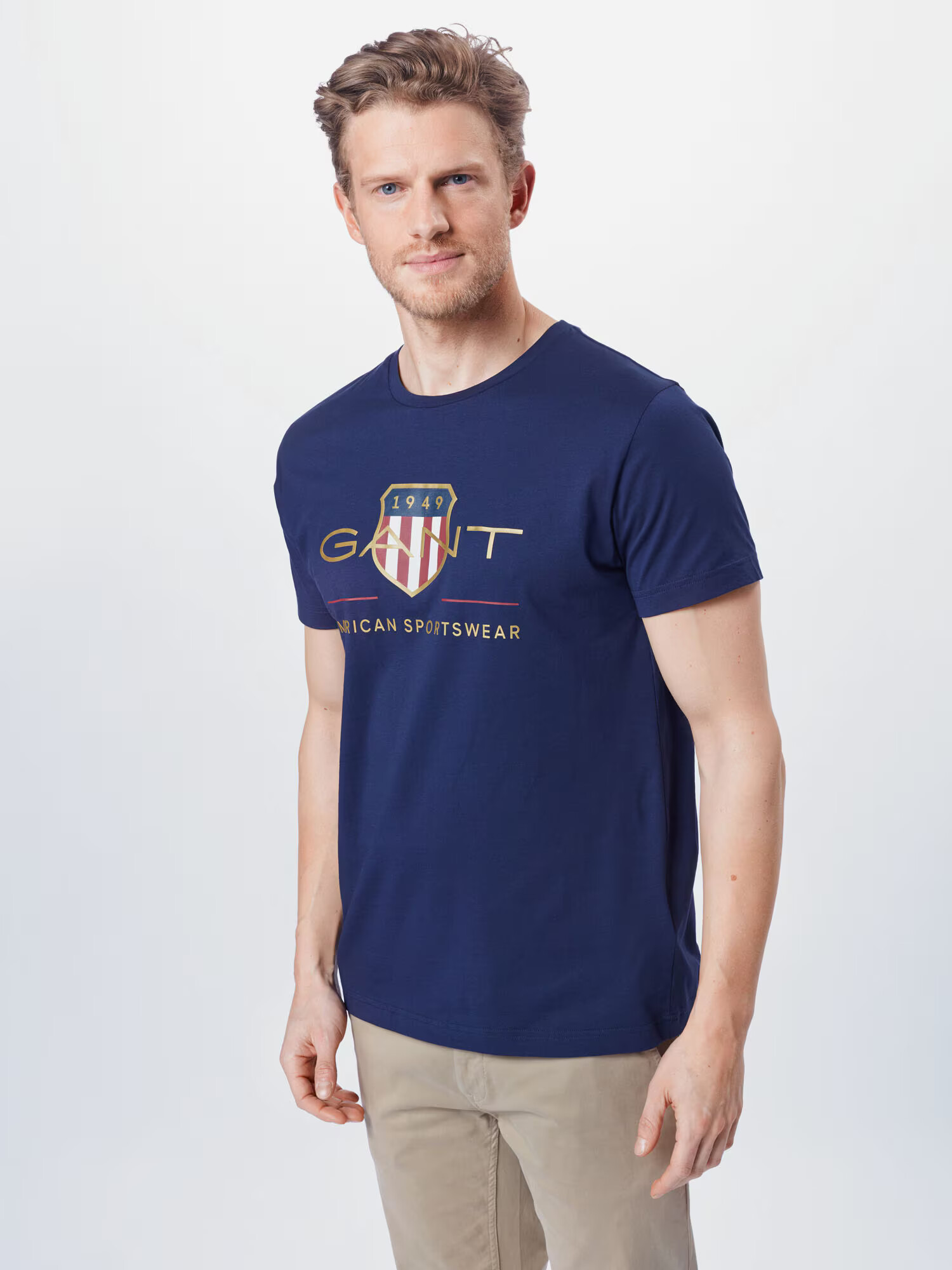 GANT Tricou albastru marin / auriu / roșu / alb - Pled.ro