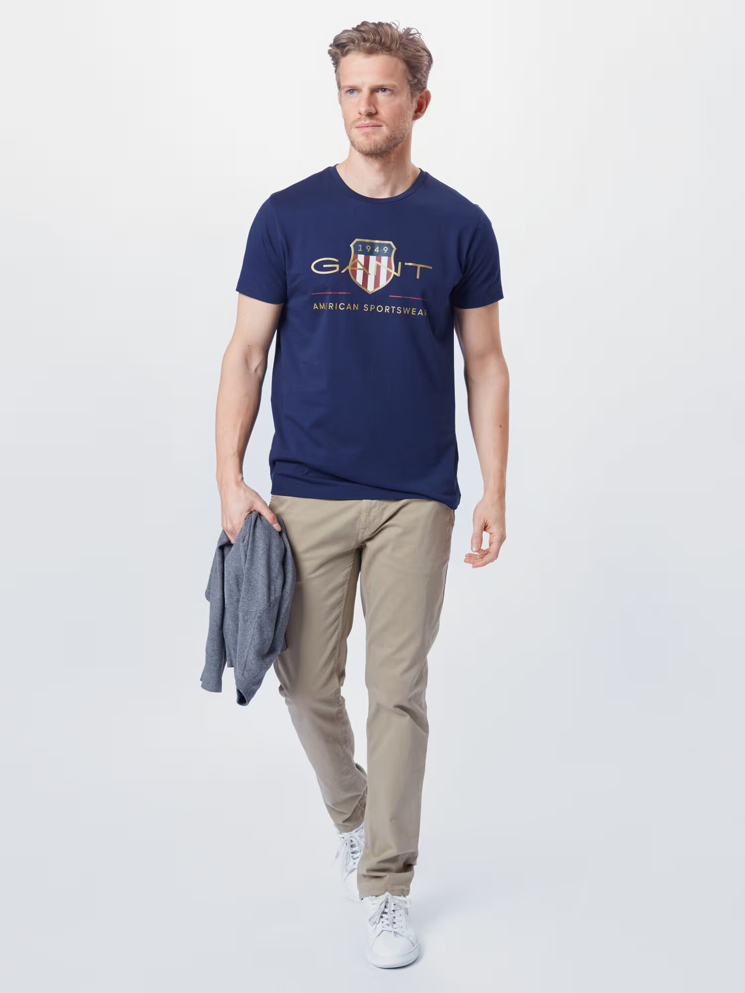 GANT Tricou albastru marin / auriu / roșu / alb - Pled.ro