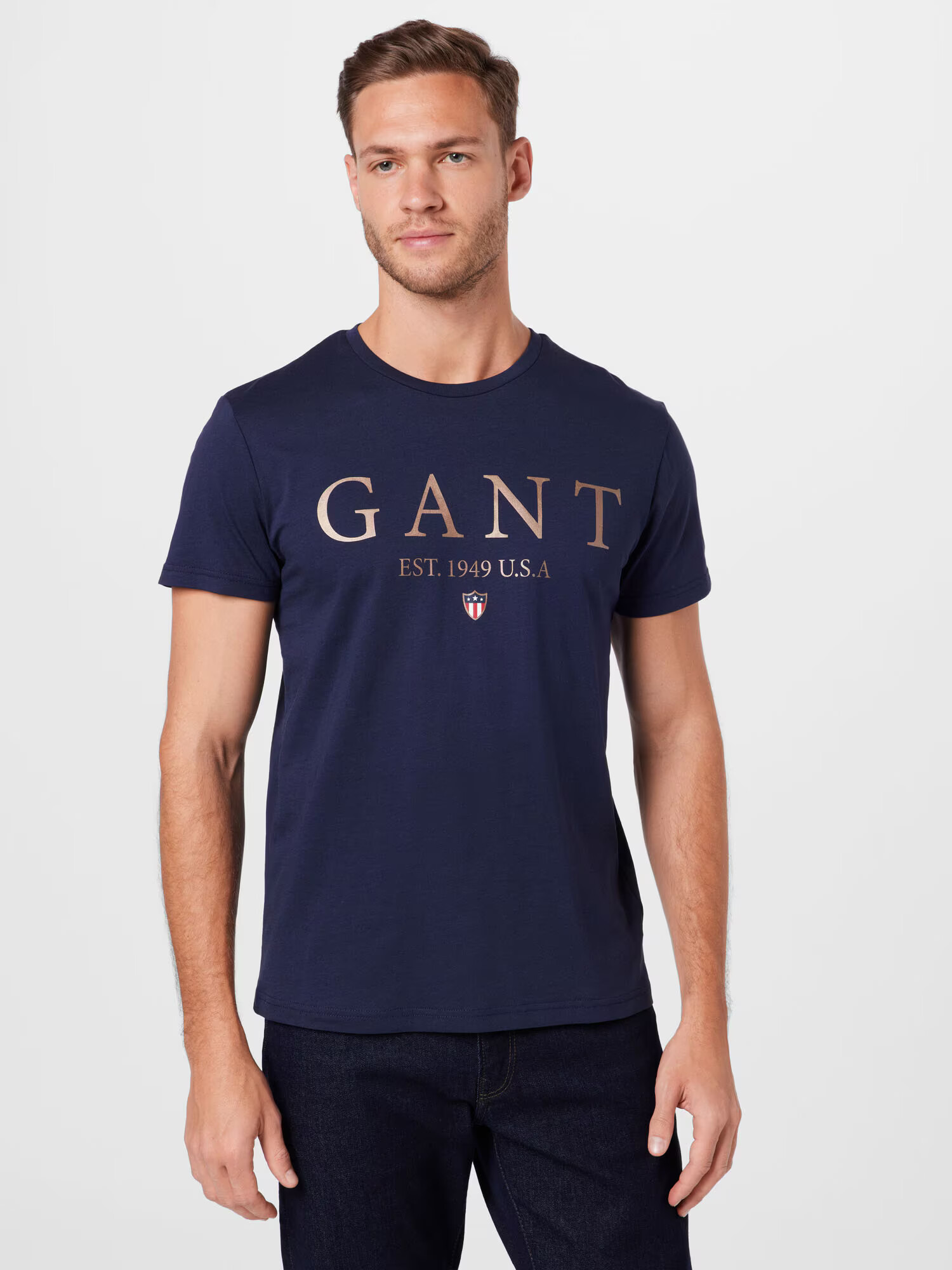 GANT Tricou albastru marin / bleumarin / auriu / alb - Pled.ro