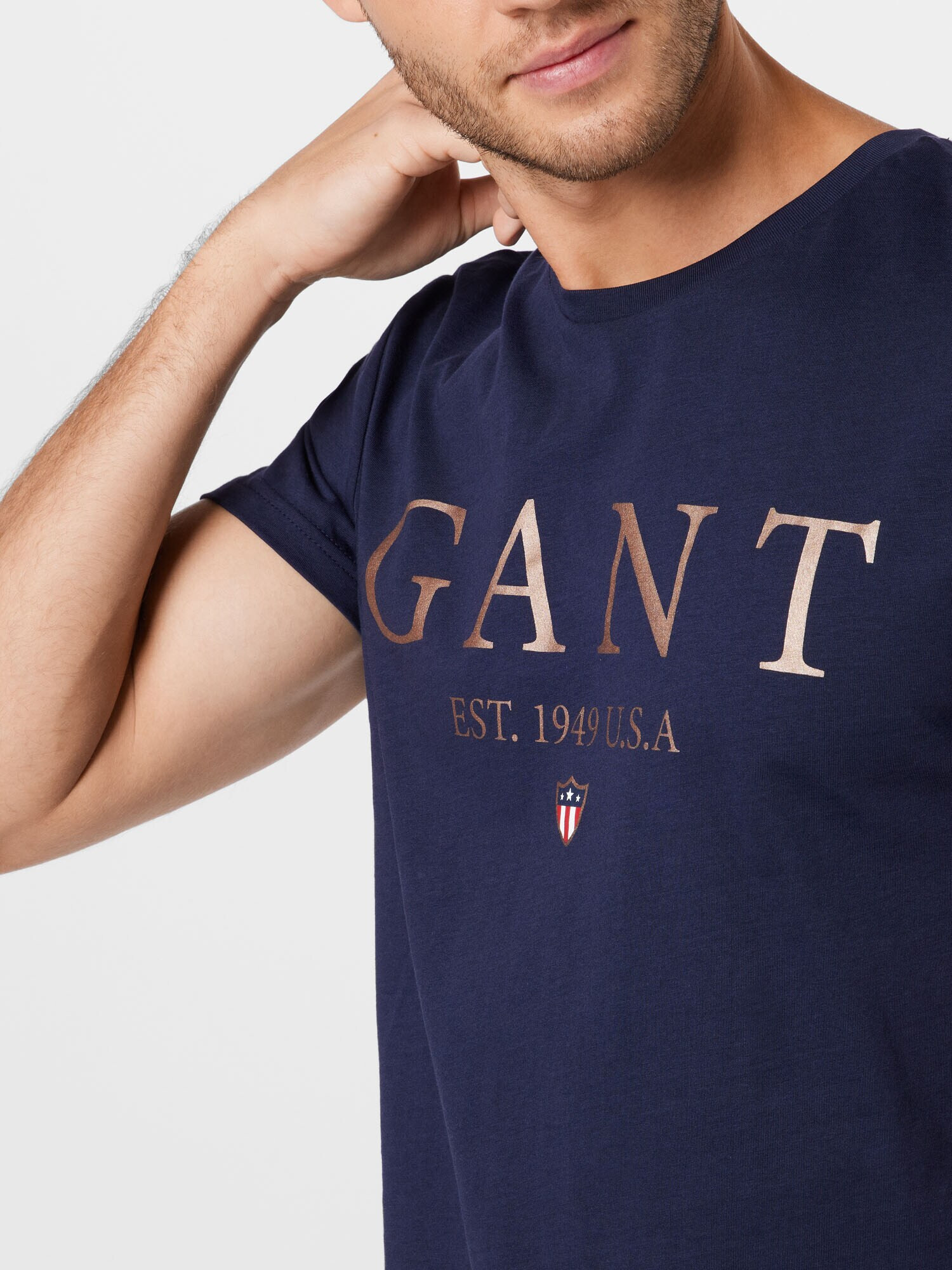 GANT Tricou albastru marin / bleumarin / auriu / alb - Pled.ro