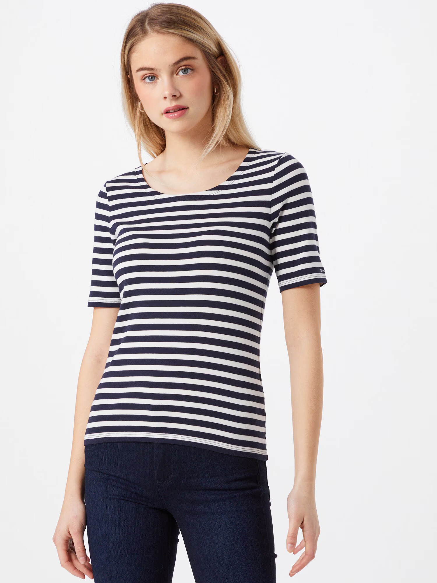 GANT Tricou albastru noapte / alb - Pled.ro