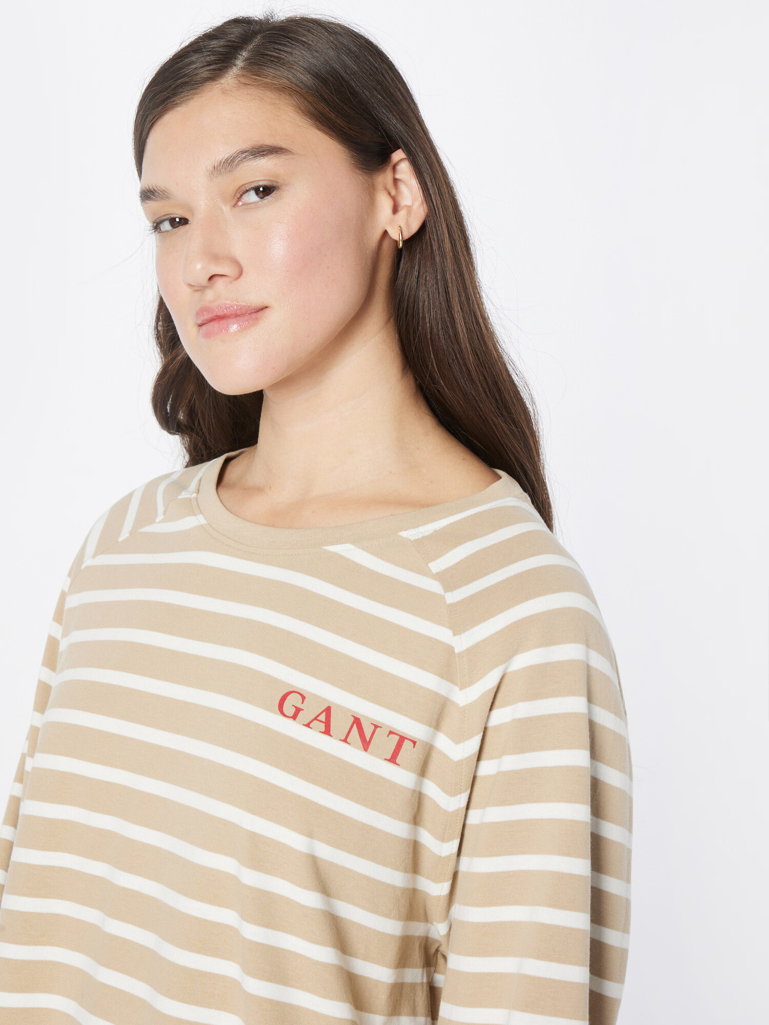 GANT Tricou bej / alb - Pled.ro