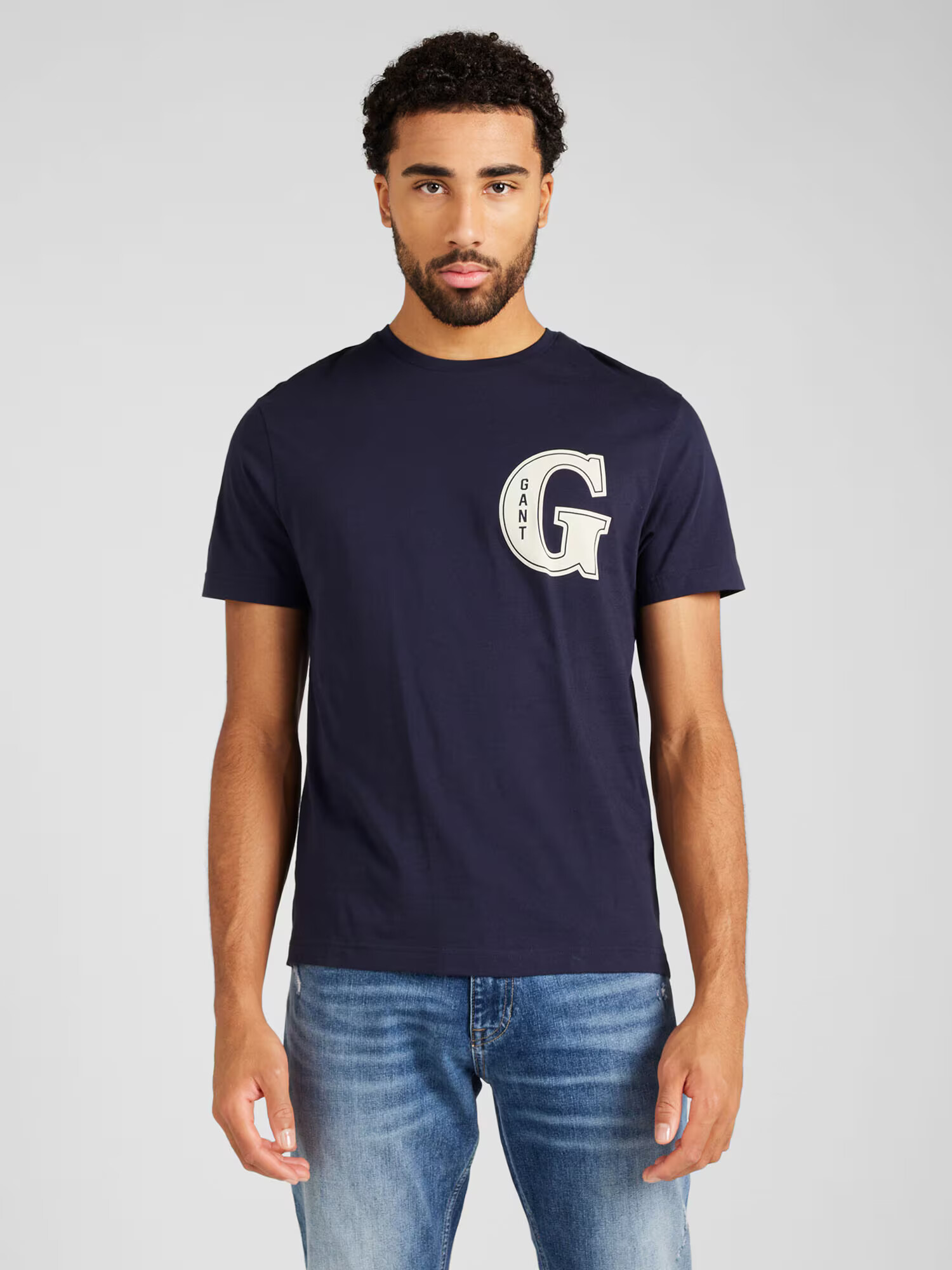 GANT Tricou bleumarin / alb - Pled.ro