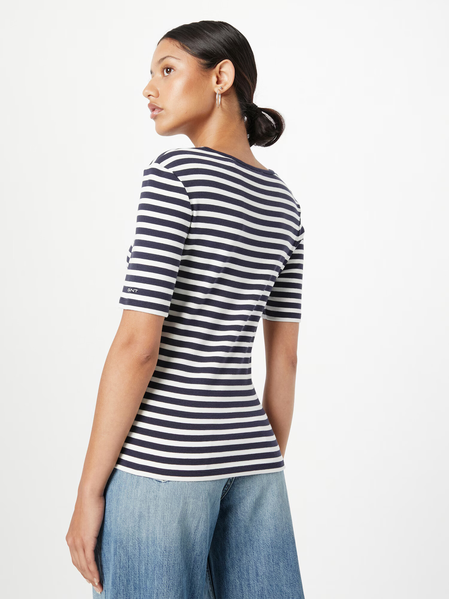 GANT Tricou bleumarin / alb - Pled.ro