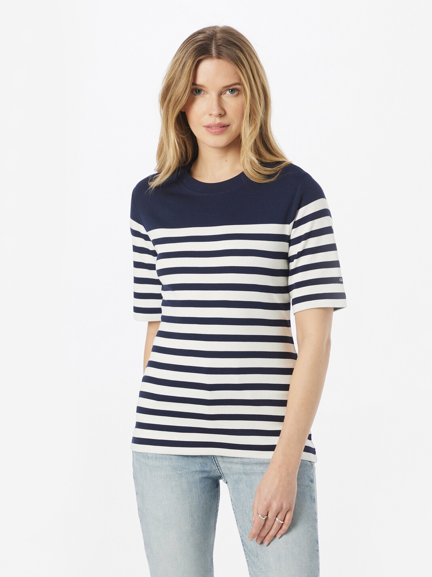 GANT Tricou bleumarin / alb murdar - Pled.ro