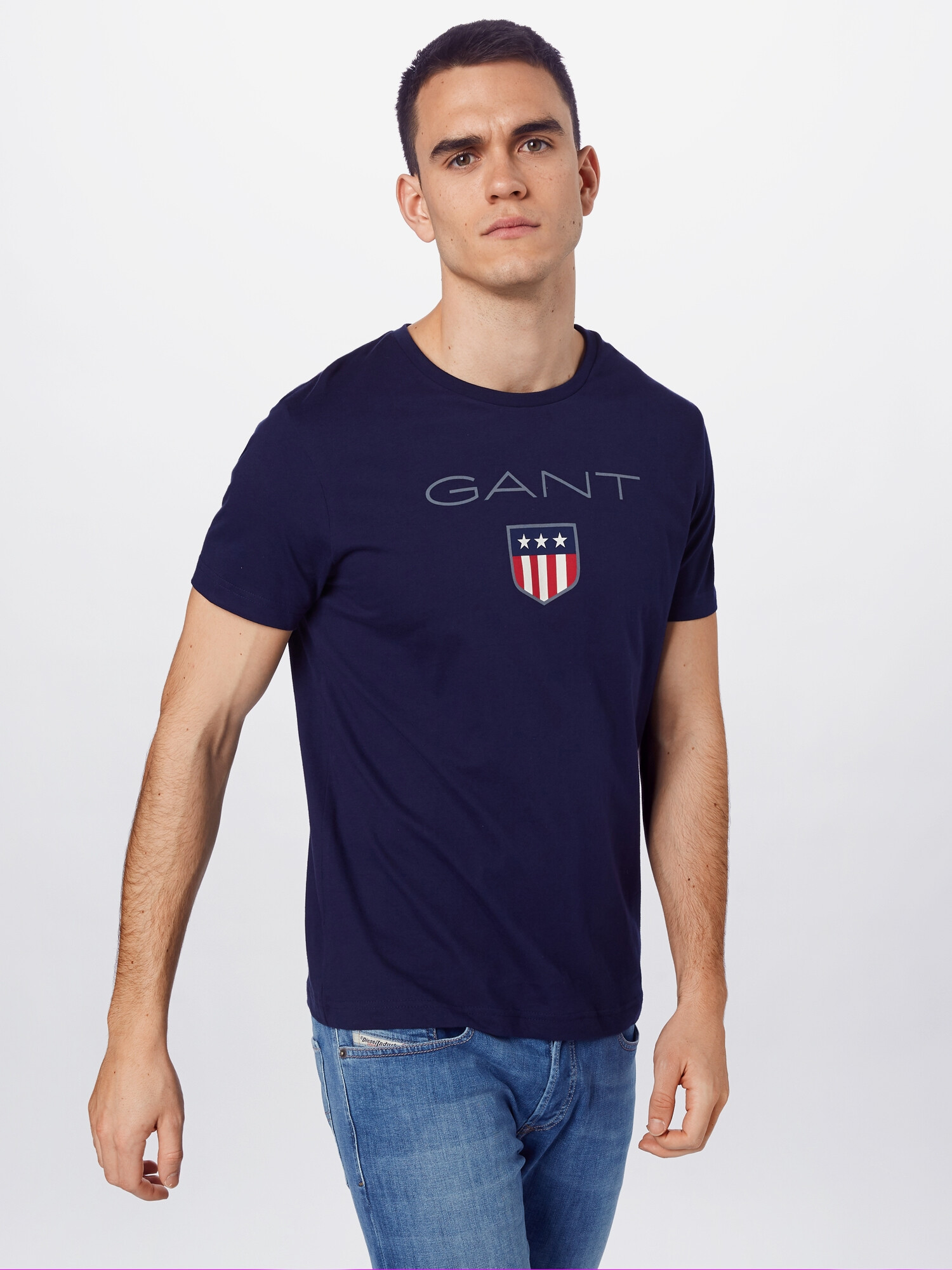 GANT Tricou bleumarin / albastru fumuriu / roșu / alb - Pled.ro