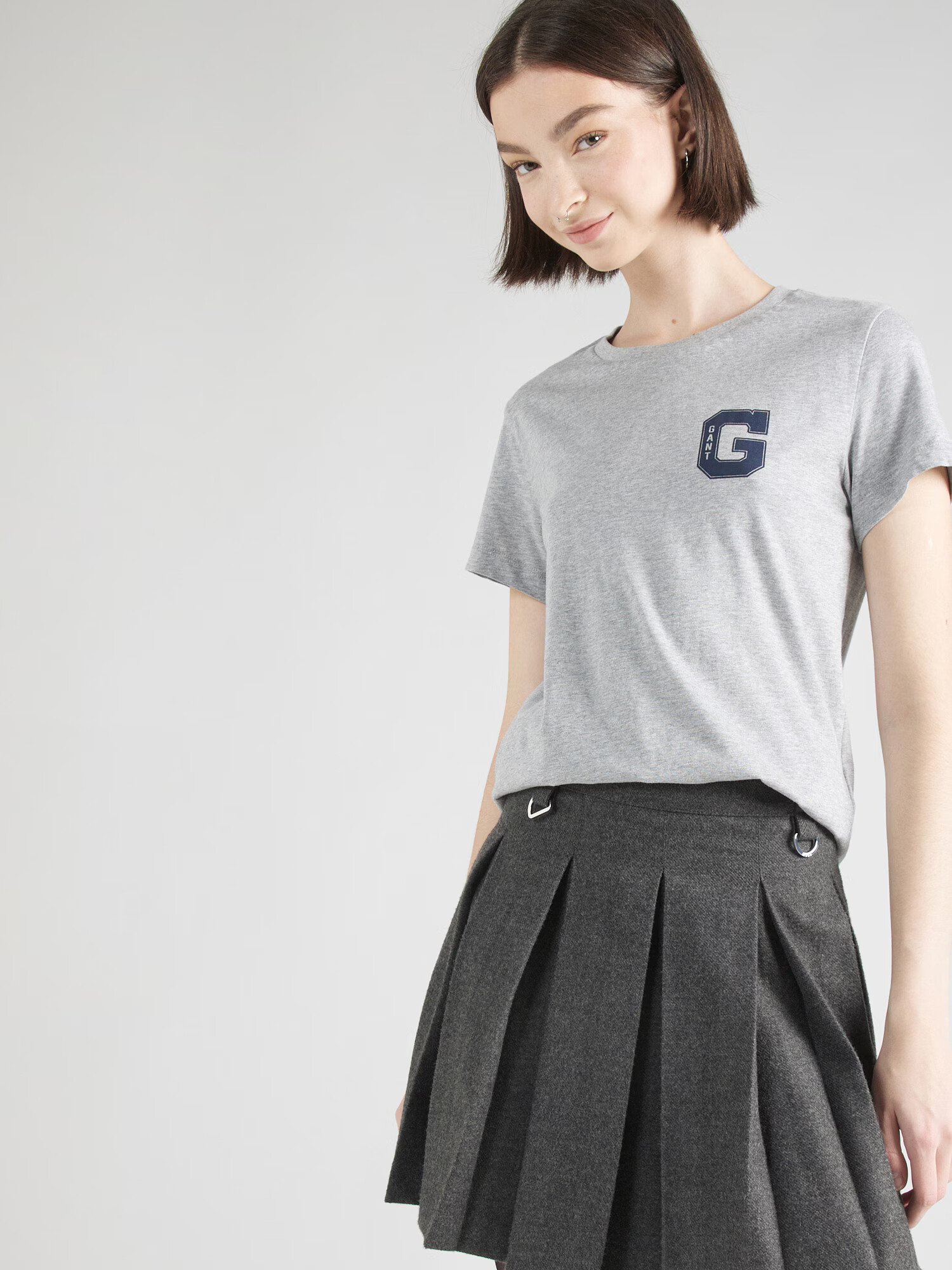 GANT Tricou bleumarin / gri amestecat - Pled.ro