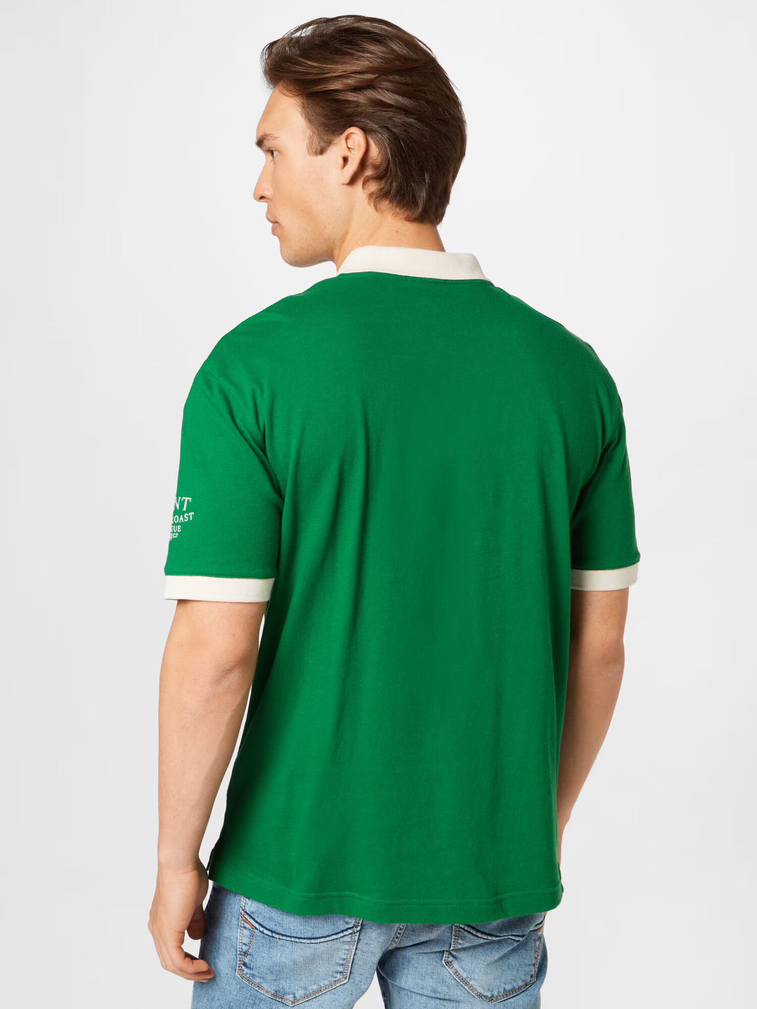 GANT Tricou 'RUGGER' verde / alb - Pled.ro