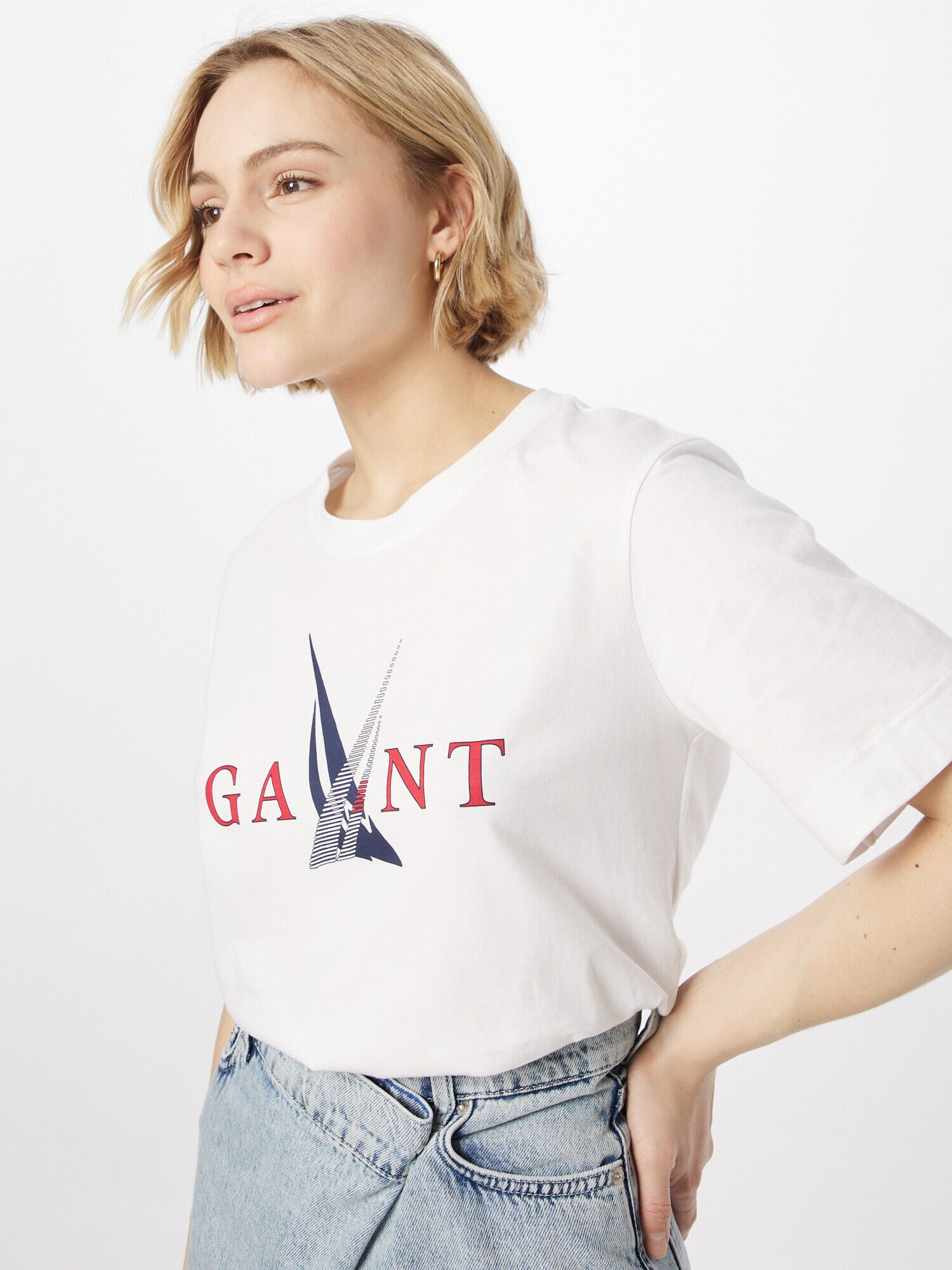 GANT Tricou 'SAIL' bleumarin / roșu / alb - Pled.ro