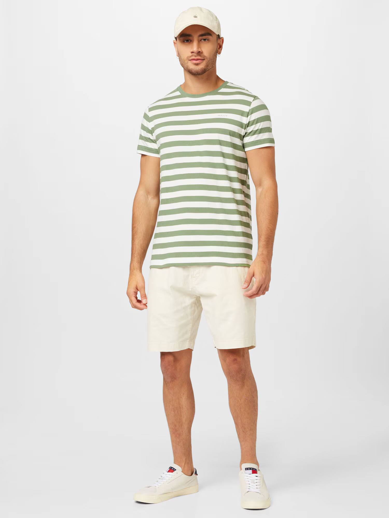 GANT Tricou verde / alb - Pled.ro