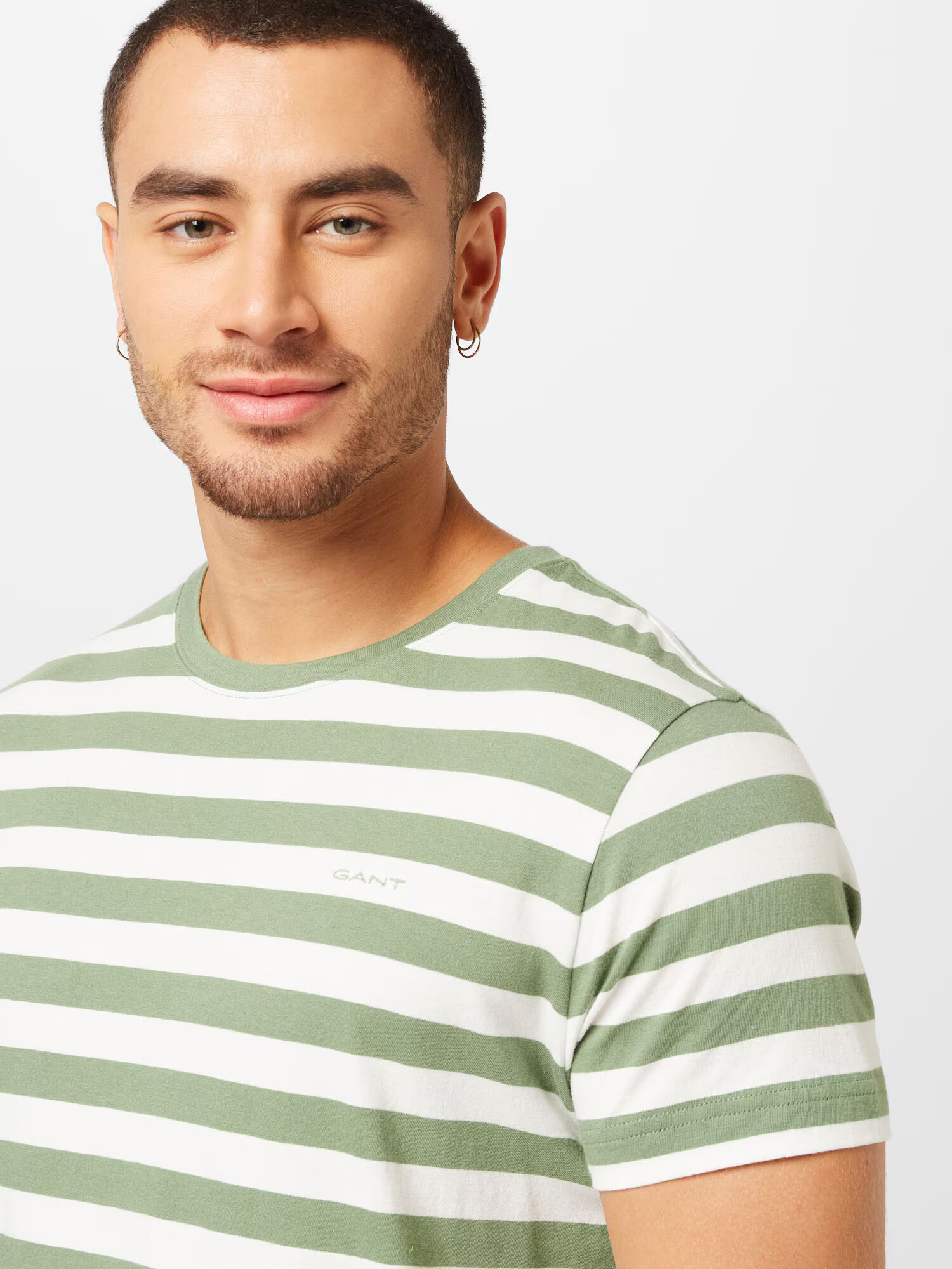 GANT Tricou verde / alb - Pled.ro