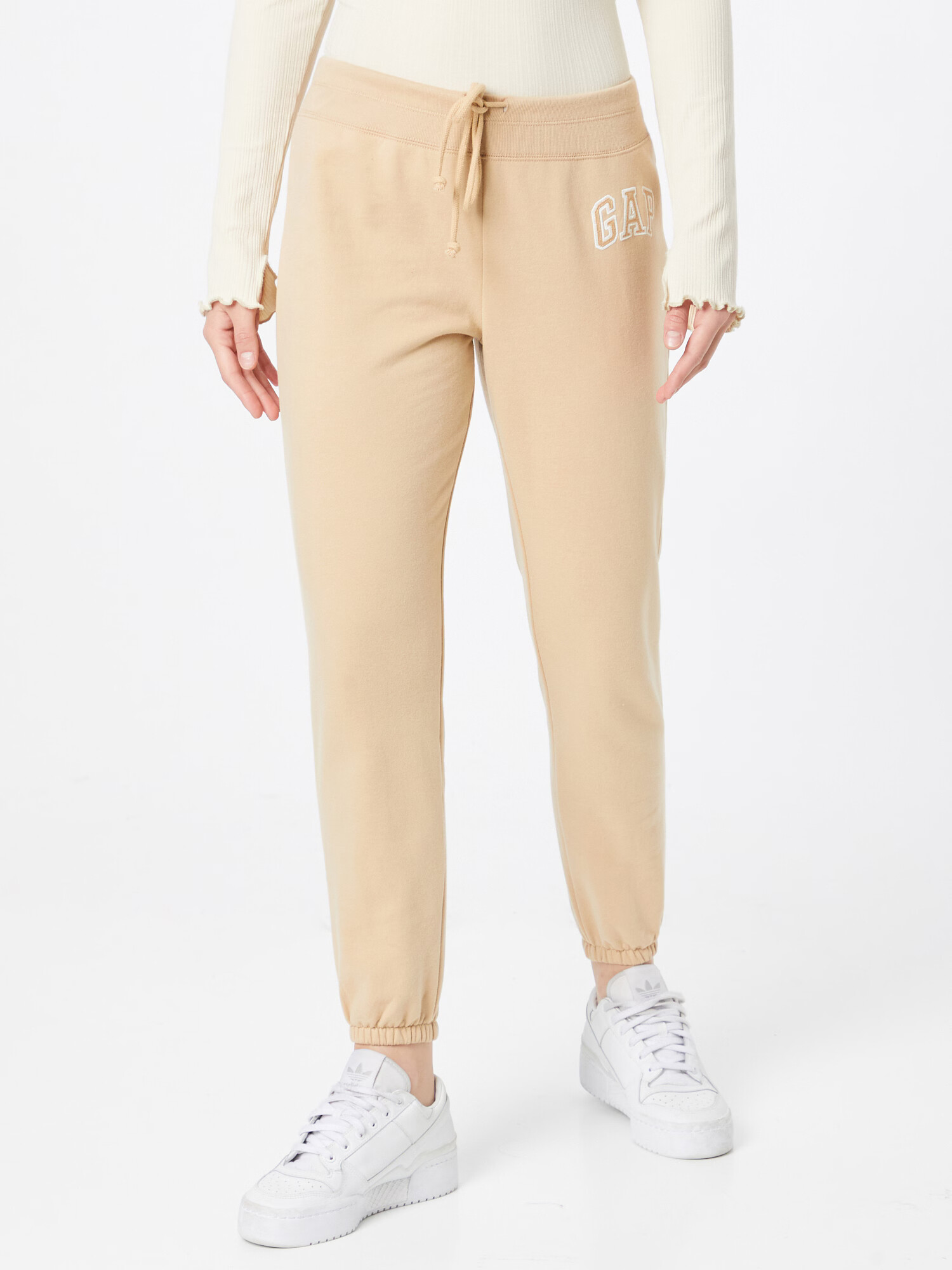 GAP Pantaloni maro deschis / alb - Pled.ro