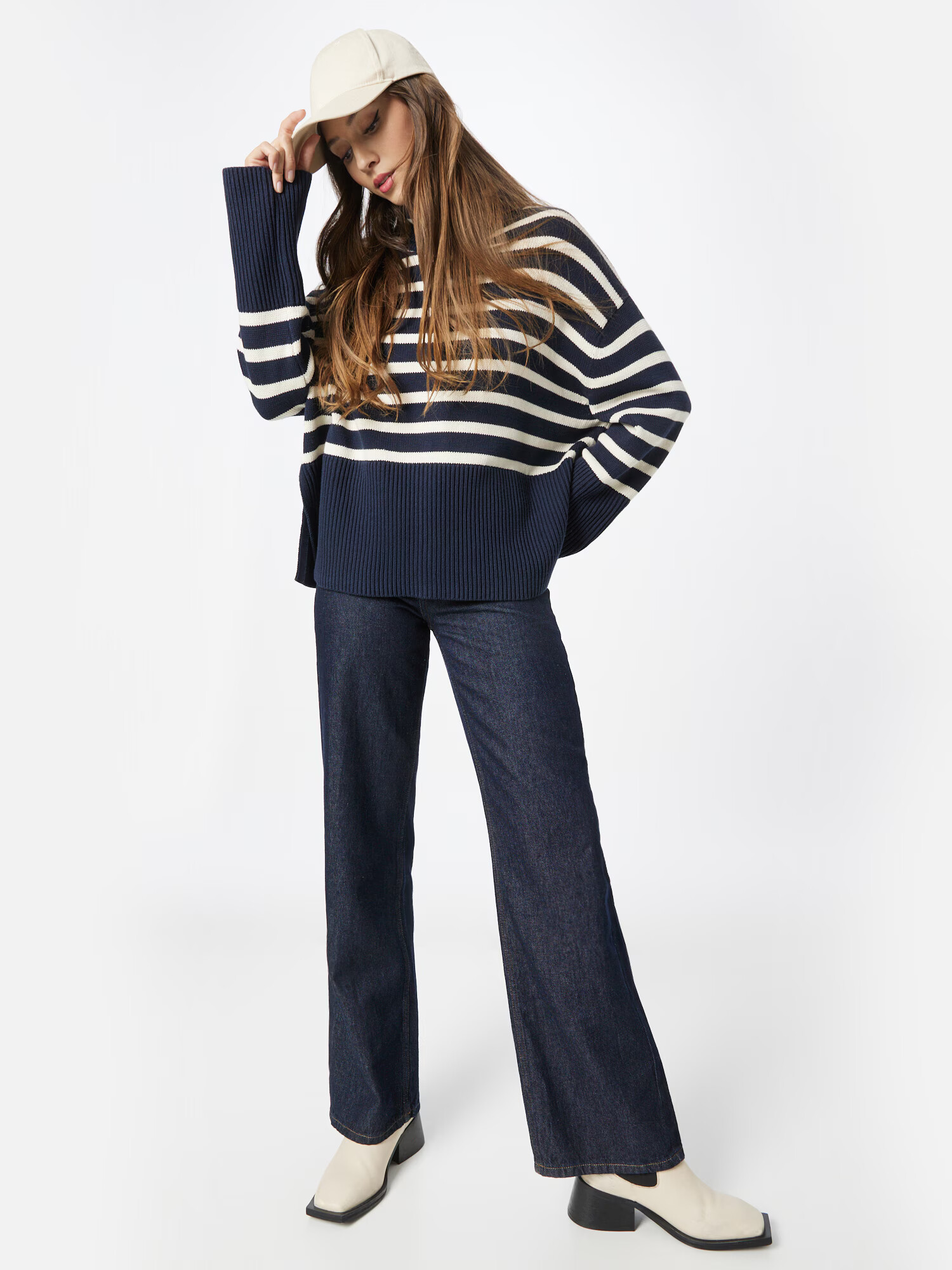 GAP Pulover bleumarin / alb - Pled.ro