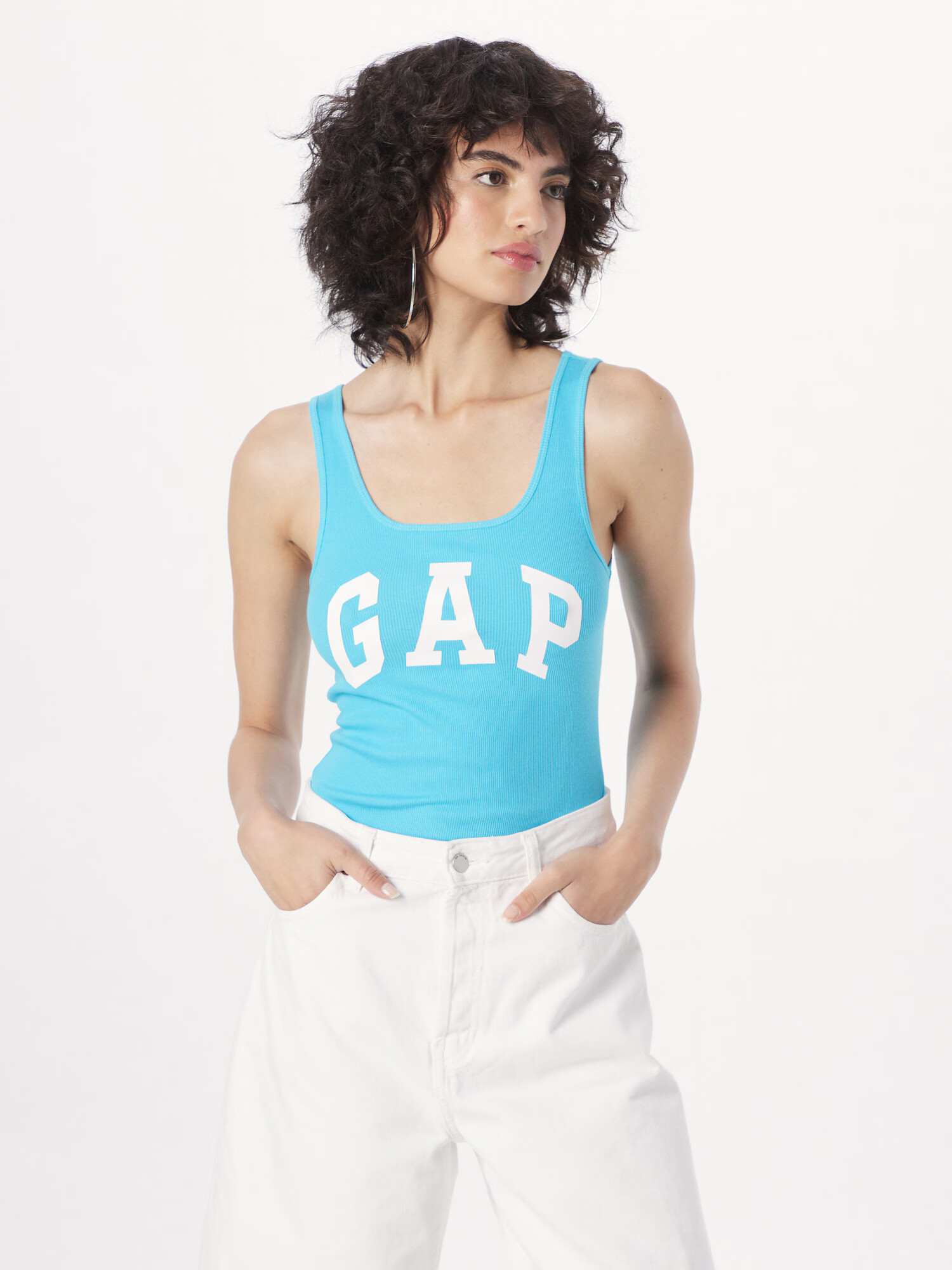 GAP Top cyan / alb - Pled.ro