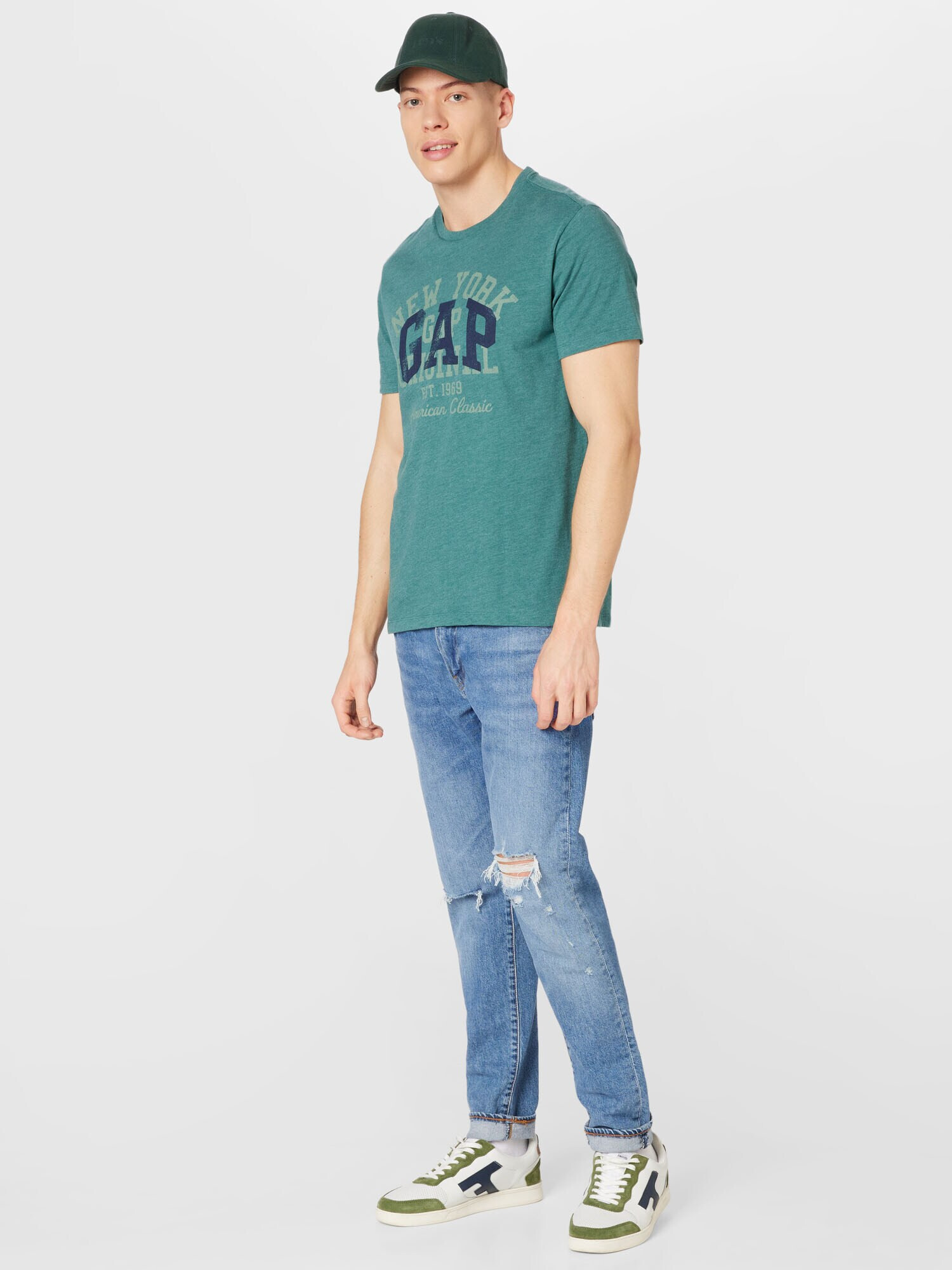 GAP Tricou alb kitt / bleumarin / verde jad - Pled.ro