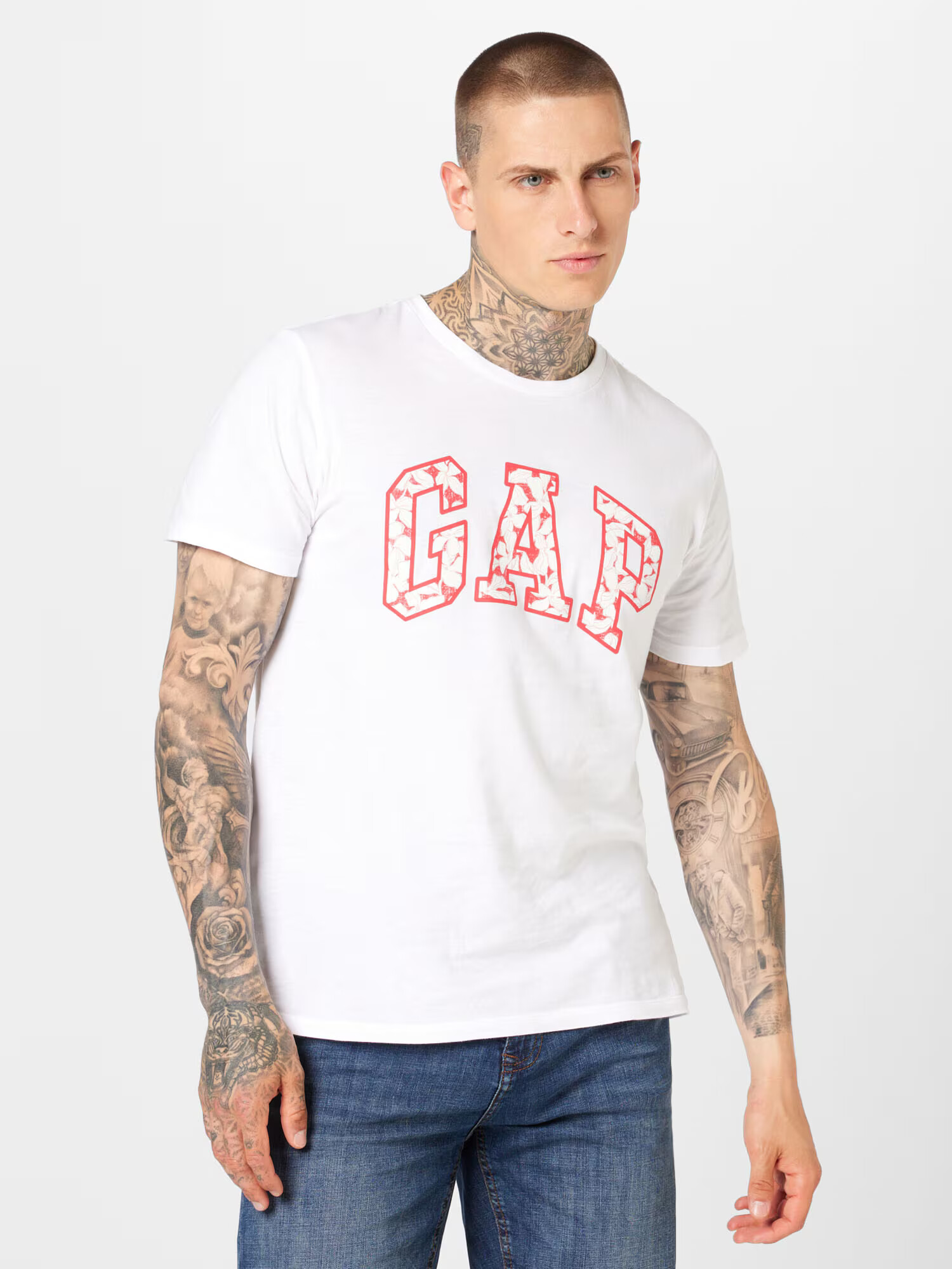 GAP Tricou albastru pastel / roșu deschis - Pled.ro