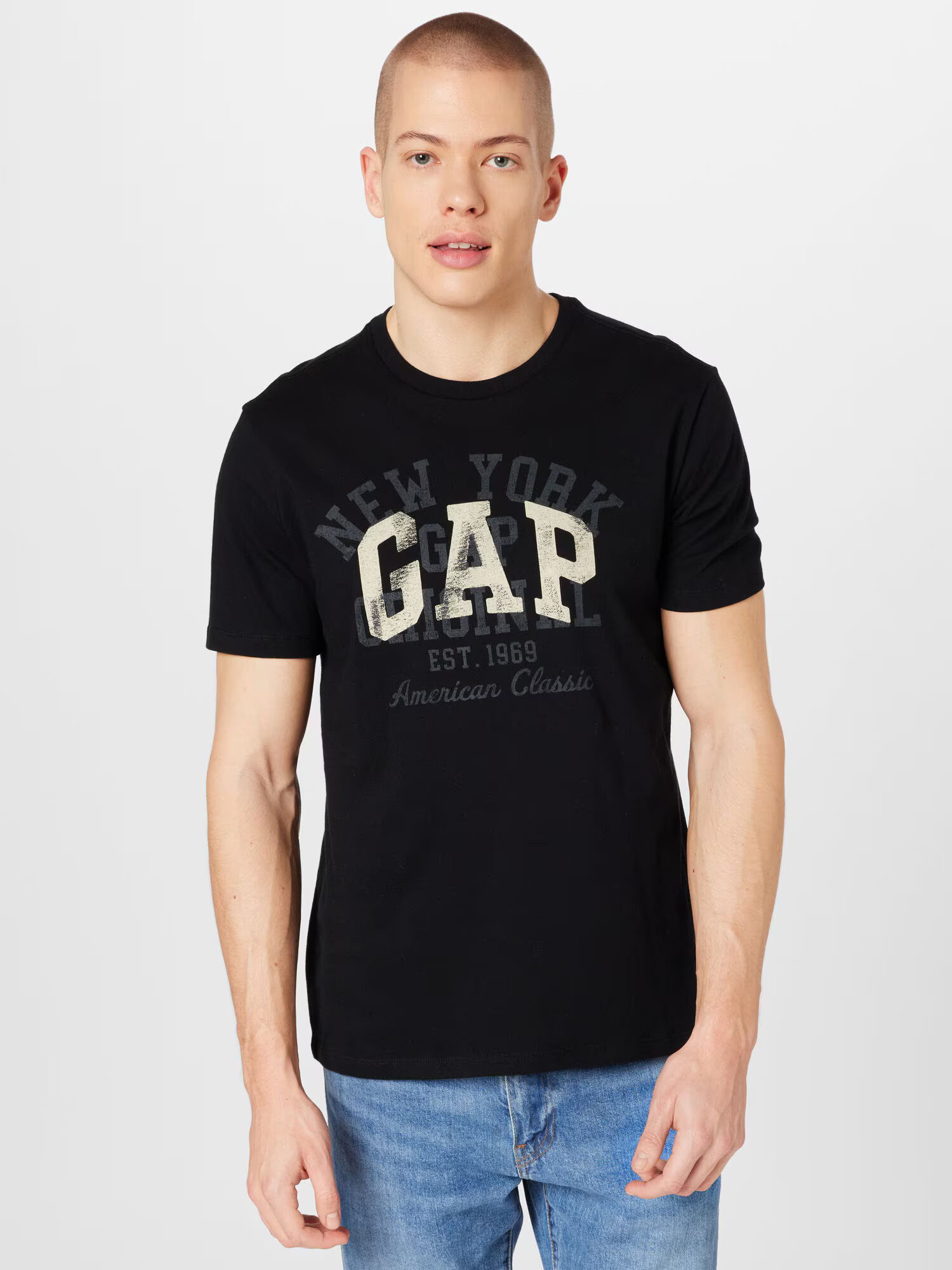 GAP Tricou bej / gri închis / negru - Pled.ro